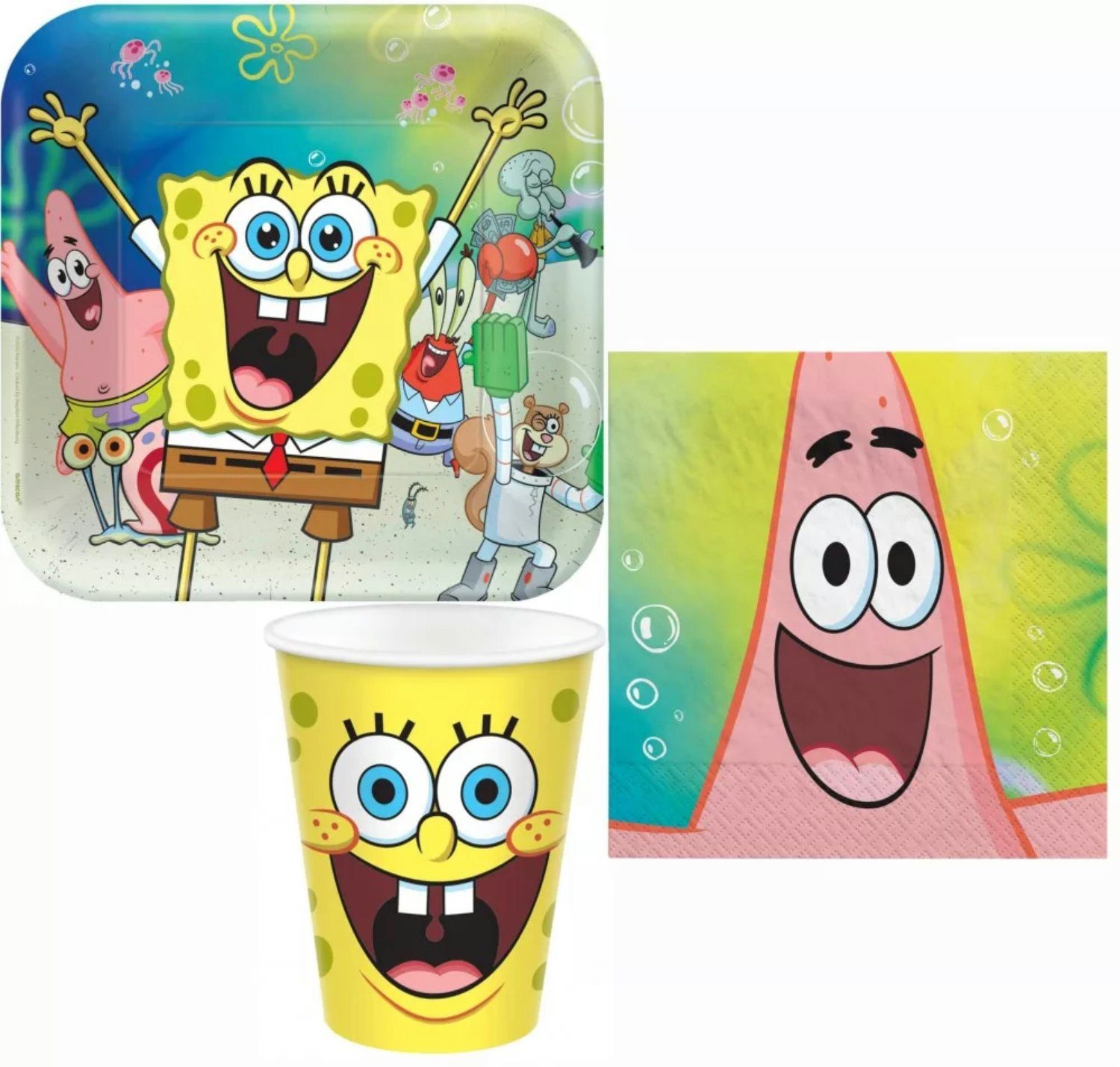 Geschirr Partyset Schwammkopf 8 Geburtstag Spongebob Personen, Kinder Spongebob (36-tlg), Schwammkopf 36tlg. Einweggeschirr-Set Deko Set