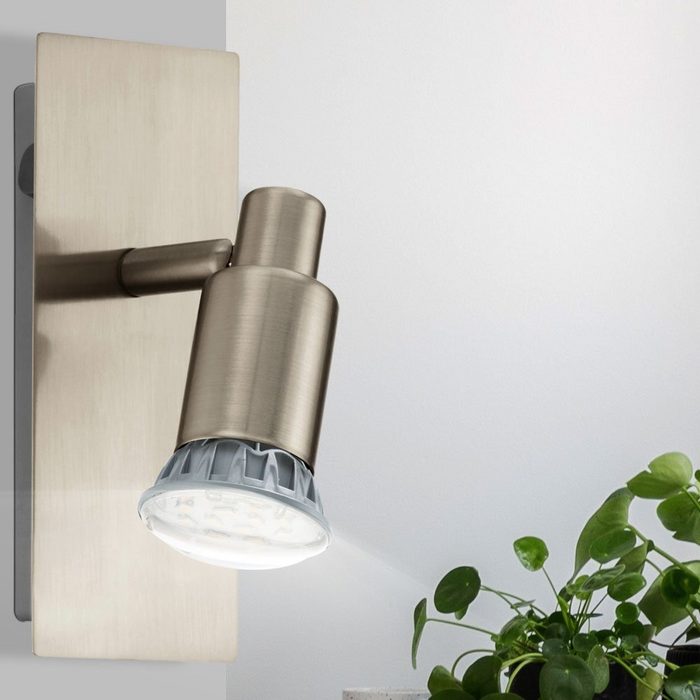EGLO LED Wandleuchte Leuchtmittel inklusive Warmweiß LED Wand Spot Strahler Ess Zimmer Beleuchtung Flur Leuchte verstellbar