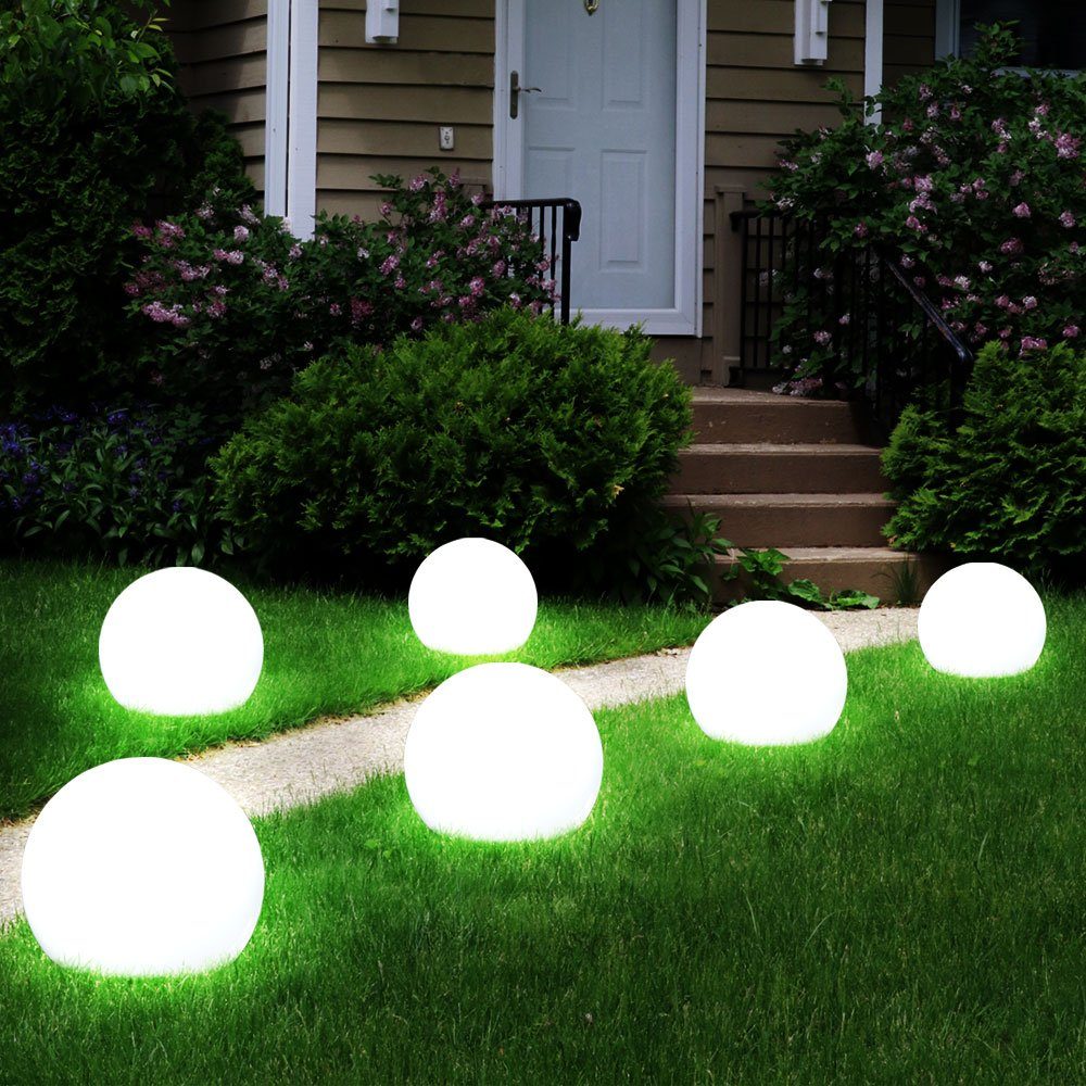 Neutralweiß, LED Kugel LED-Leuchtmittel Solar 9er Gartenleuchte, Set verbaut, Park Steck Erdspieß fest etc-shop LED Grundstück Leuchten
