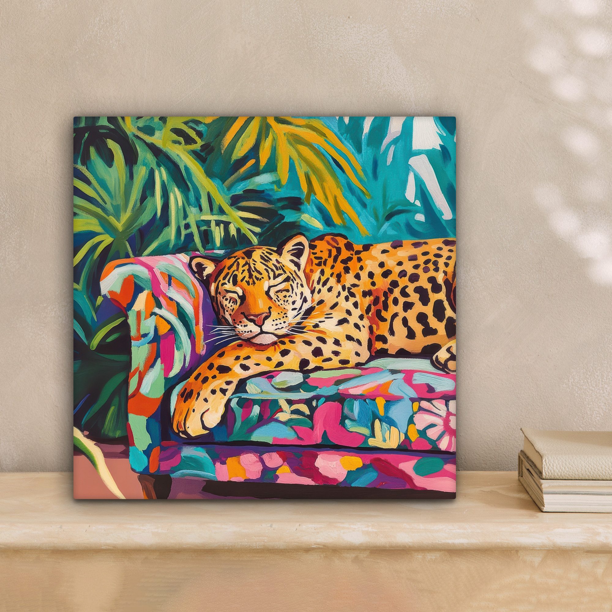 OneMillionCanvasses® Leinwandbild Leopard - Bunt - Tropisch, Fotodruck (1 S günstig online kaufen
