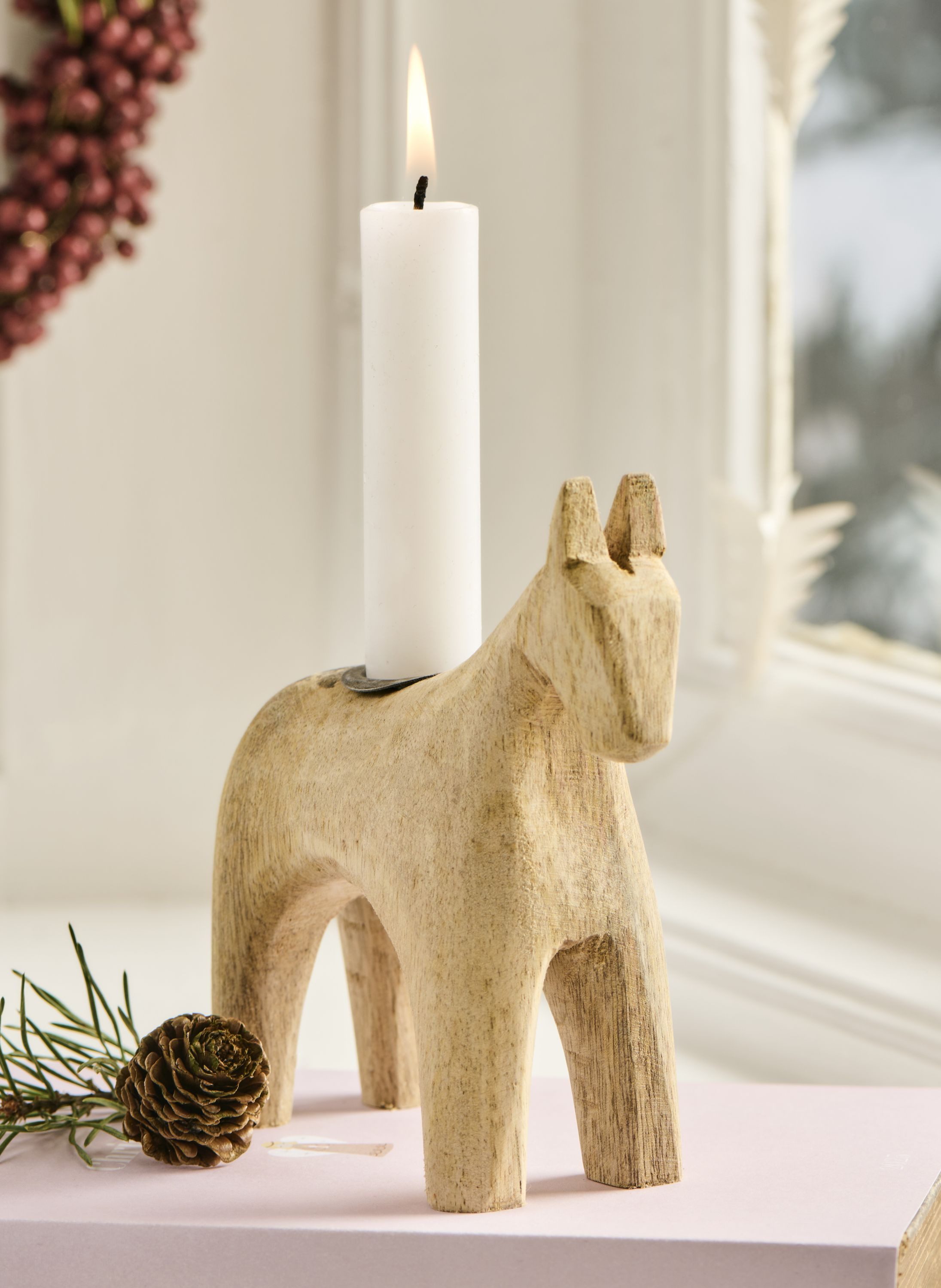 Ib Laursen Kerzenhalter Ib Laursen - Kerzenhalter Kerzenständer Unika Pferd Holz Natur