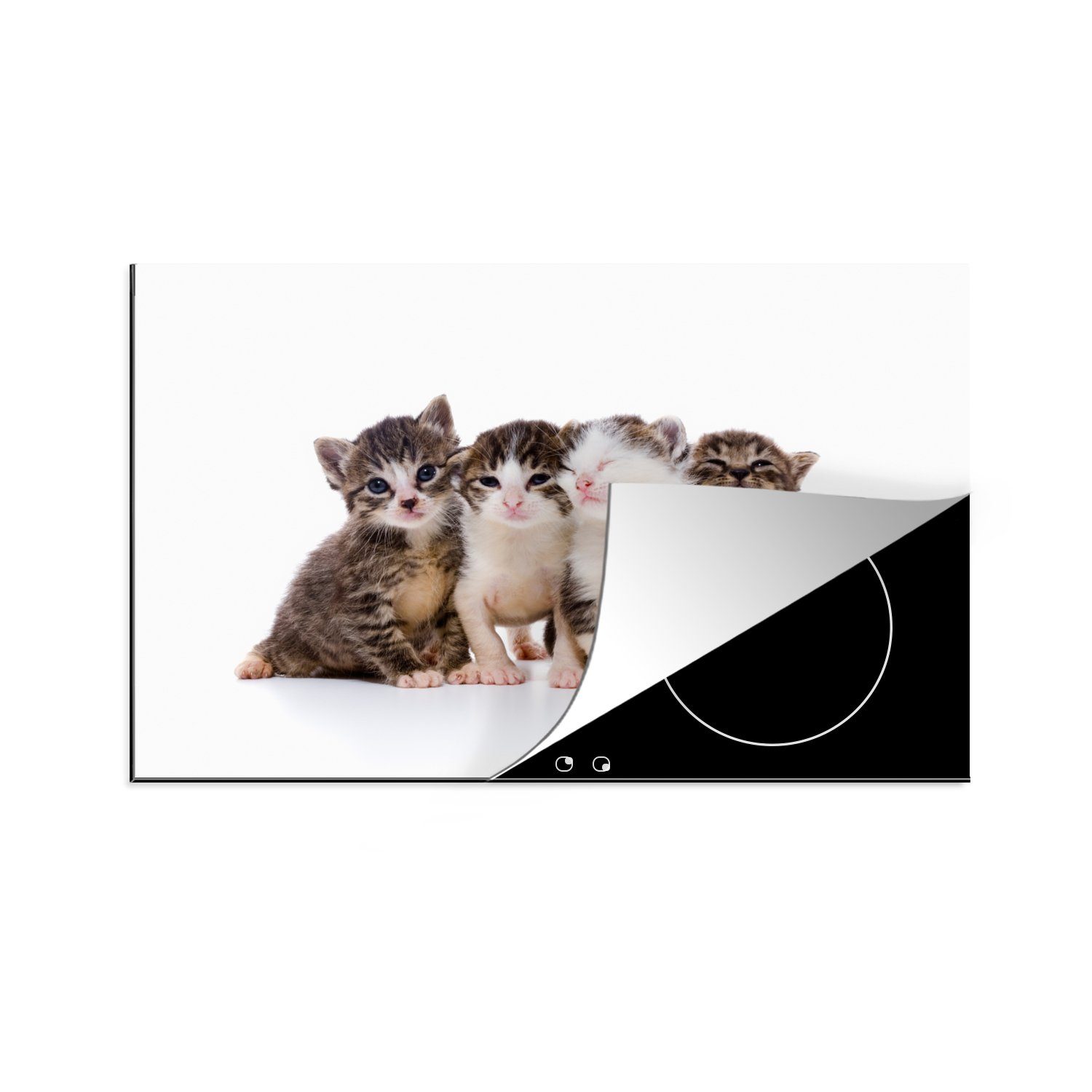 MuchoWow Herdblende-/Abdeckplatte Katze die - Induktionskochfeld - Porträt, Ceranfeldabdeckung Vinyl, 81x52 für Fell küche, (1 Haustiere cm, - tlg), Schutz