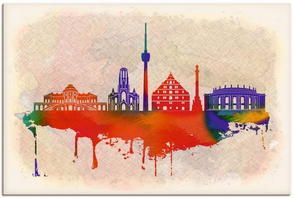 Artland Wandbild Stuttgart Deutschland Skyline, Deutschland (1 St), als  Alubild, Leinwandbild, Wandaufkleber oder Poster in versch. Größen