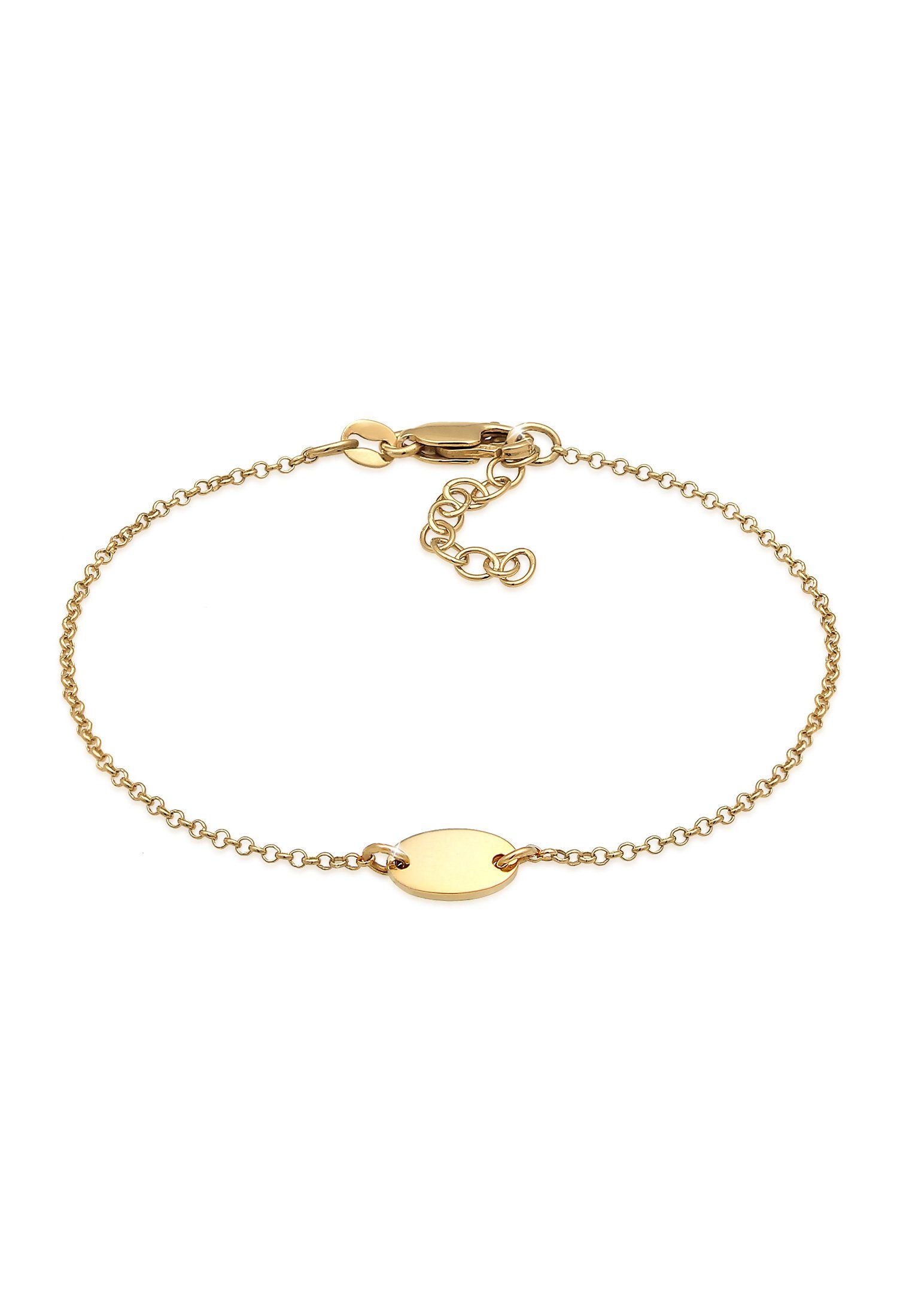 Elli Armband Plättchen Oval Basic Trend 925 Silber, Geo Gold