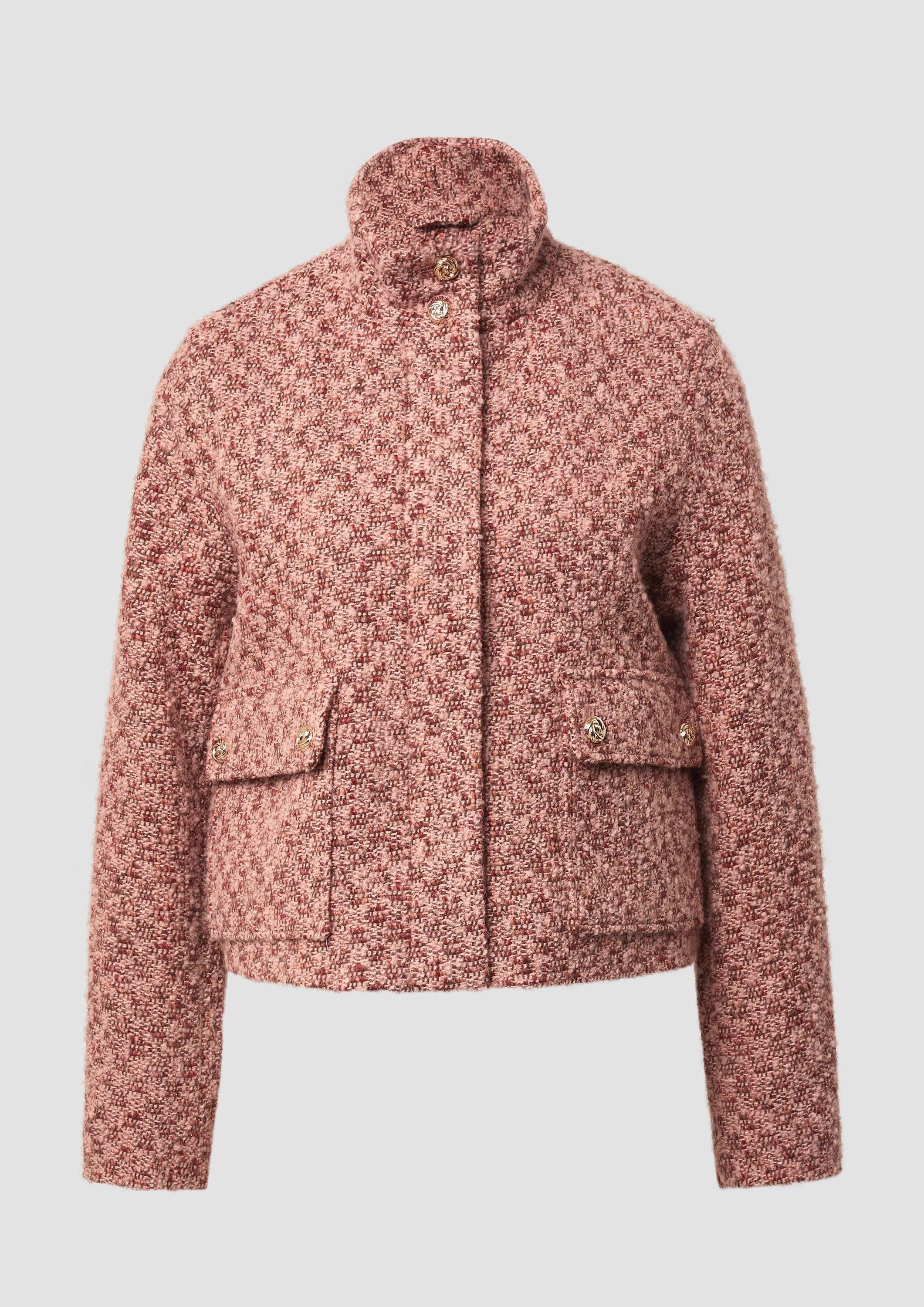 s.Oliver Funktionsjacke Indoor-Jacke Gefütterte Bouclé-Jacke mit verdecktem Reißverschluss