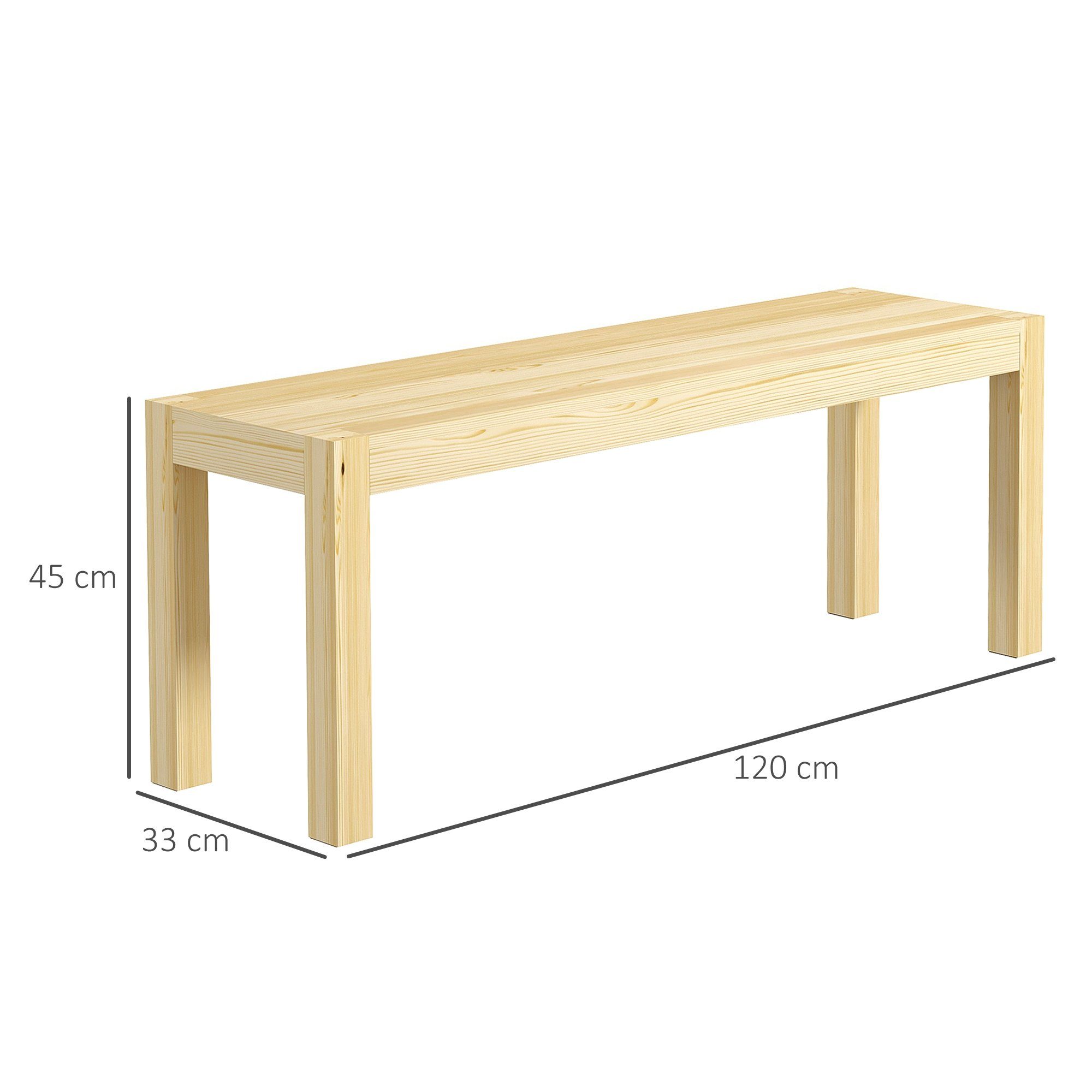 HOMCOM Sitzbank 2-Sitzer Essbank im Landhaus-Stil (Essbank, 1-St., Holzbank), bis 240 kg belastbar, Natur, 120 x 33 x 45 cm