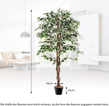 Kunstpflanze Ficus Benjamin, KOMFOTTEU, Höhe 160 cm, 1008 Blättern, 160 cm
