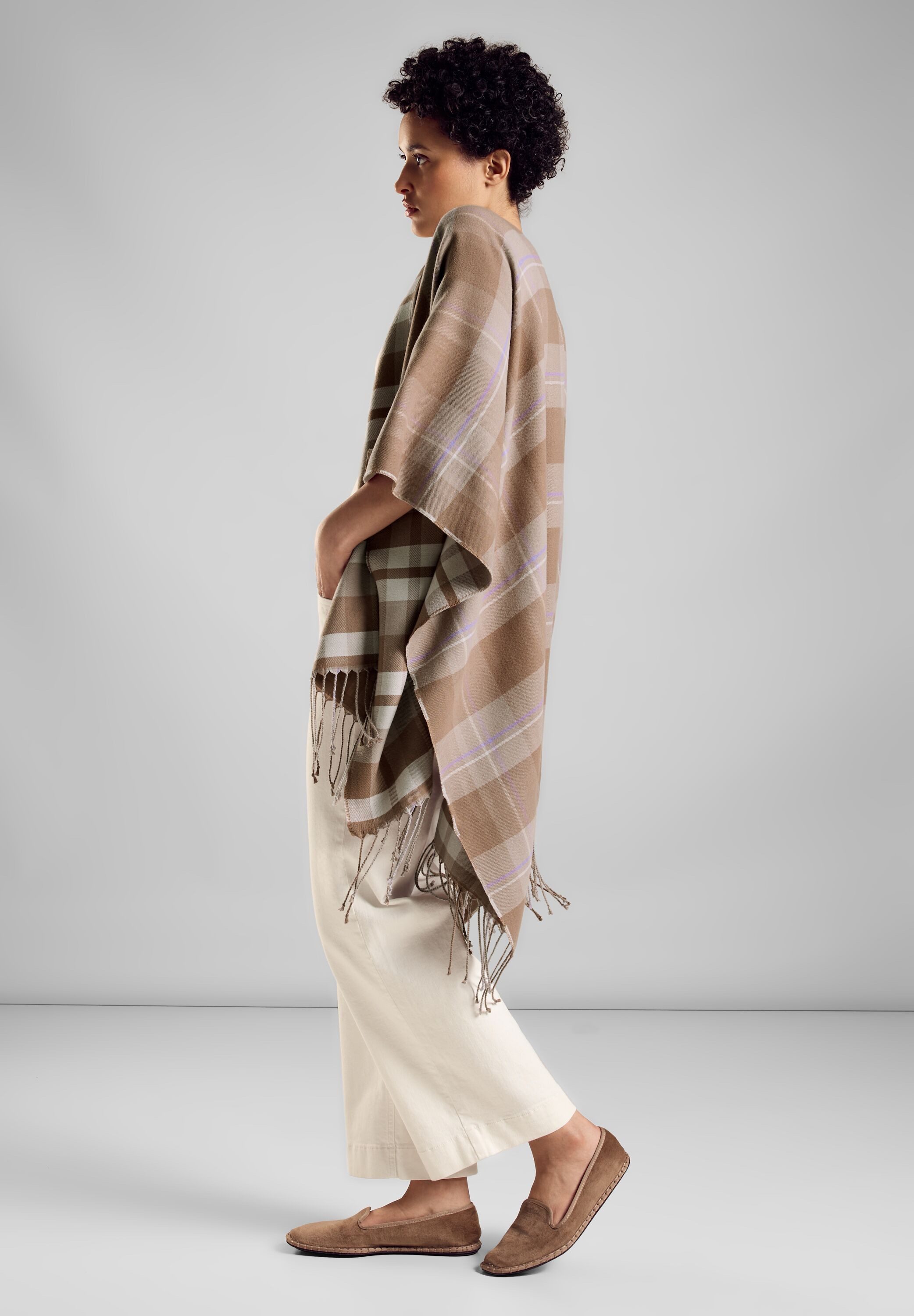 STREET ONE Strickponcho mit Karo Muster günstig online kaufen
