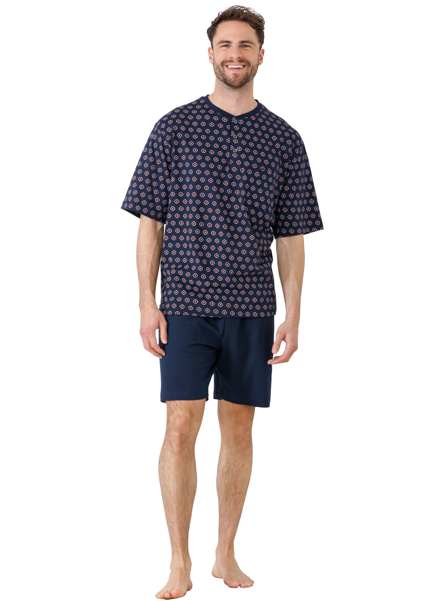 Hajo Pyjama Herren-Shorty Single-Jersey gemustert günstig online kaufen