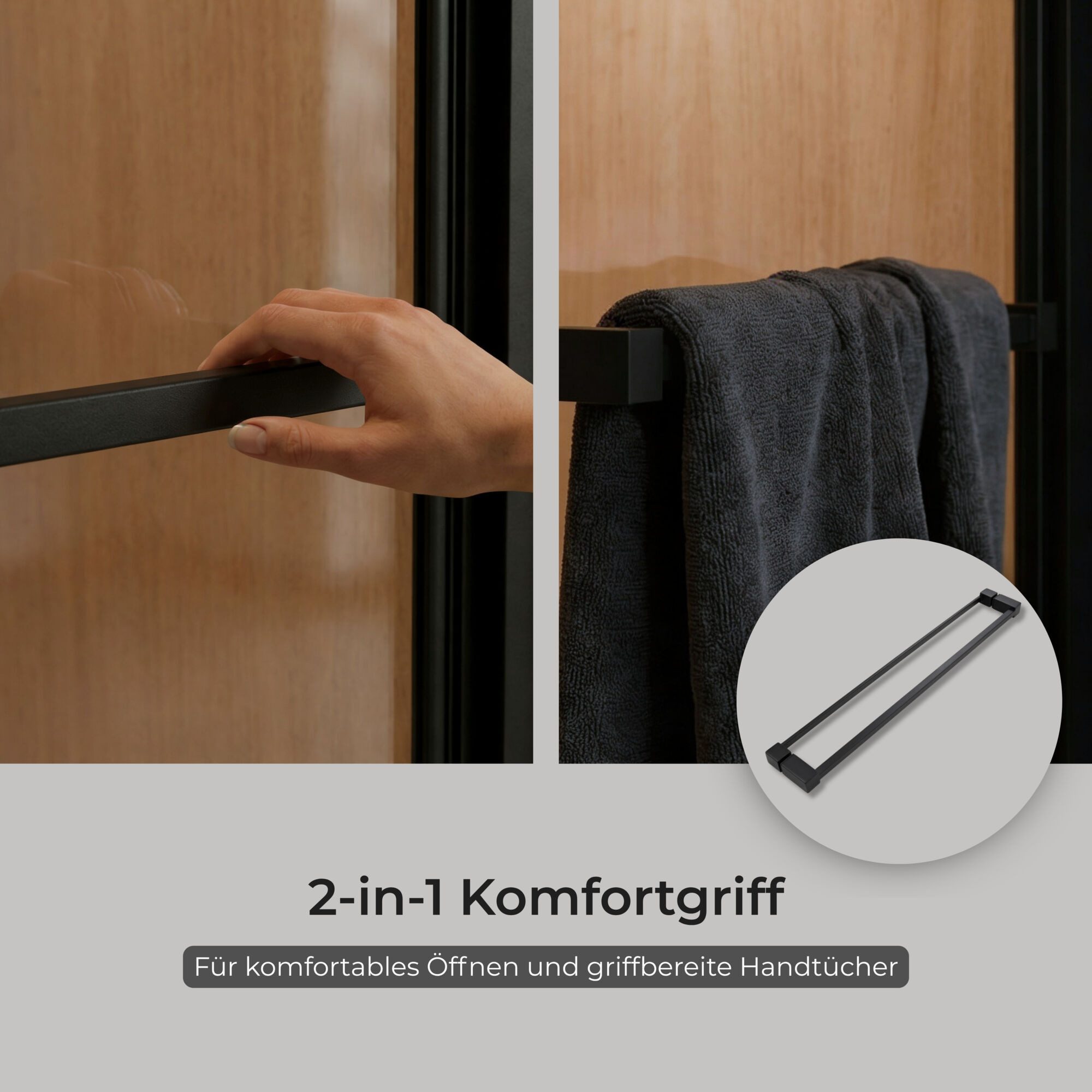 Schulte Dusch-Schiebetür Sunny, 70x190 cm, Sicherheitsglas, Schwenk-Schiebetür Nano-Beschichtung Mattschwarz