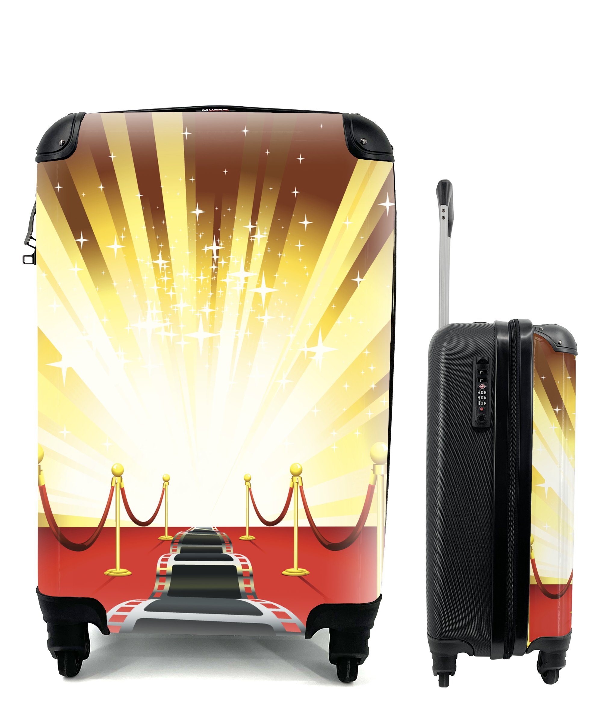 MuchoWow Handgepäckkoffer Eine Illustration für Läufers Rollen, 4 in Reisekoffer Handgepäck mit eines Ferien, Reisetasche Trolley, rollen, Hollywood