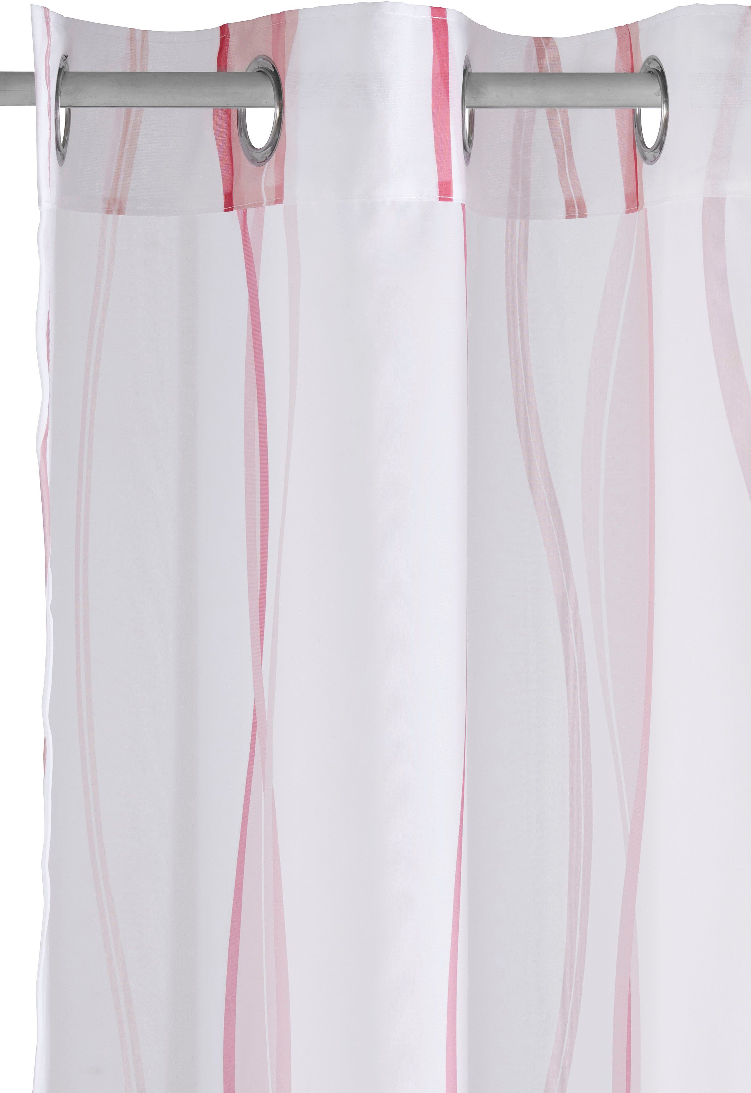 Gardine Dimona, my home, weiß/rosé Voile, Polyester, Set, Ösen (2 St), Voile, transparent, 2-er Wellen transparent