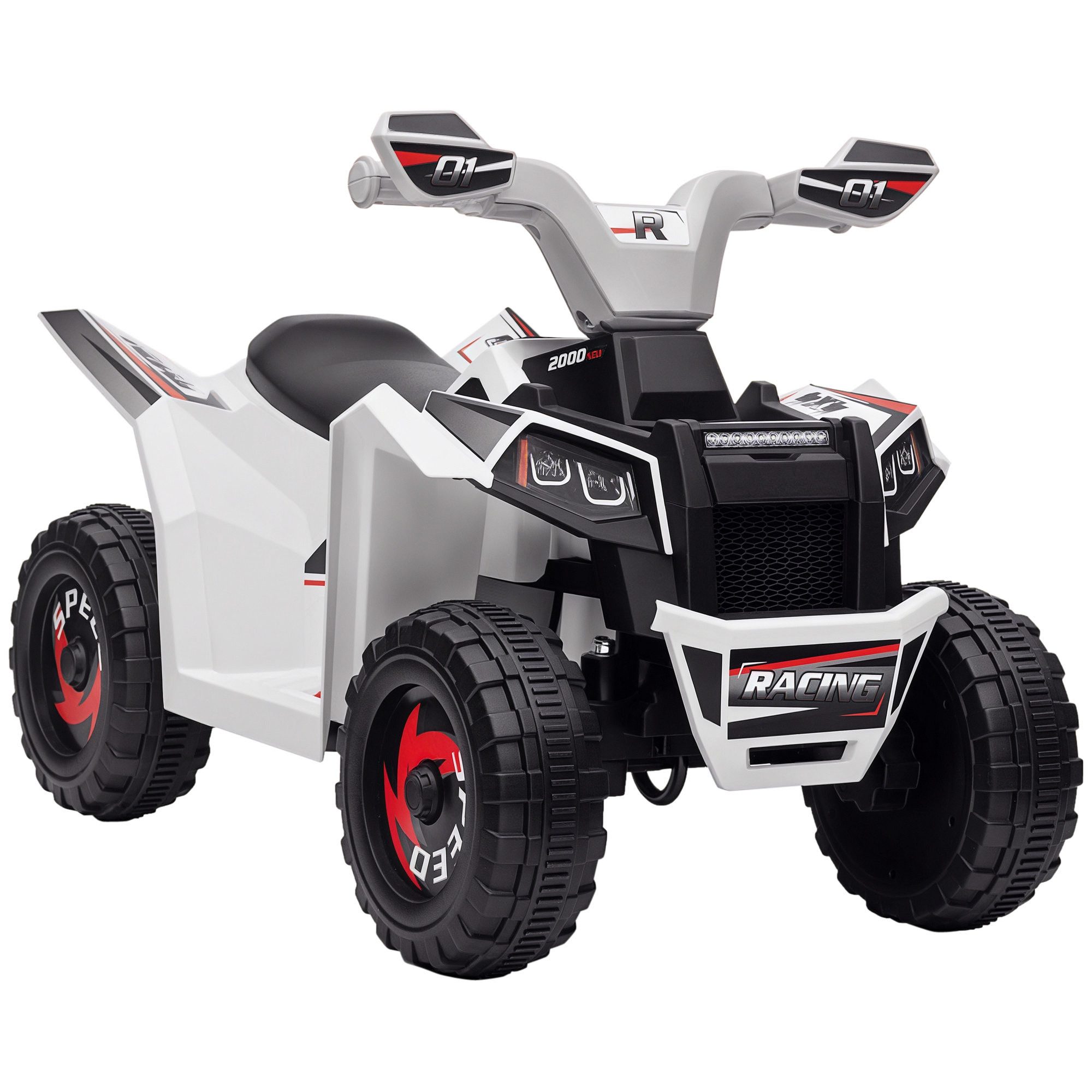 HOMCOM Elektro-Kinderquad Kinder Quad 6V Kinderquad mit Vorwärts-, Rückwärtsfunktion, Belastbarkeit 25 kg, (1-tlg), für Kinder von 18 Monaten bis 36 Monaten, Weiß