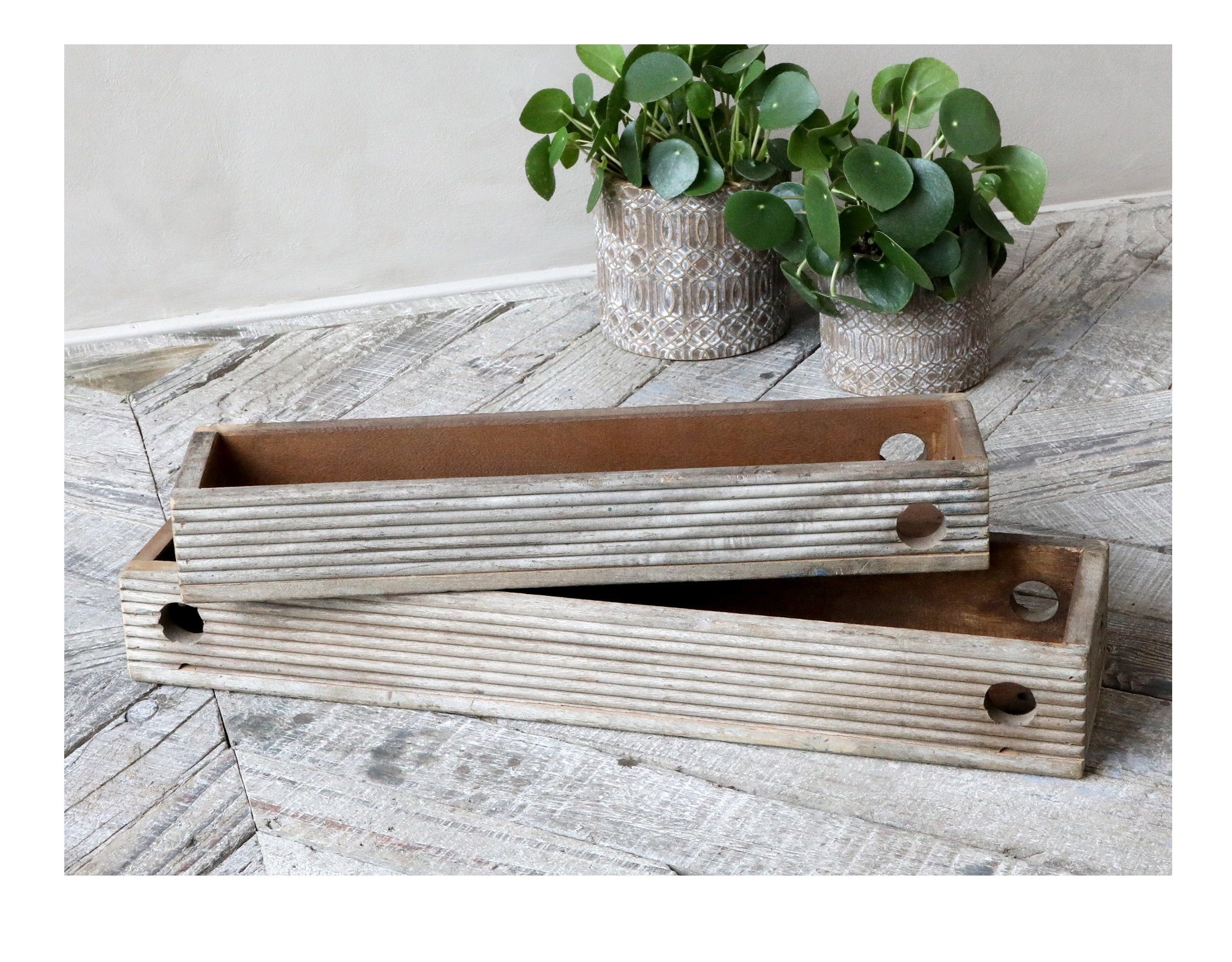 Chic Antique Dekotablett Holzkiste Tablett aus Altholz 2er Set Chic Antique 41498-00