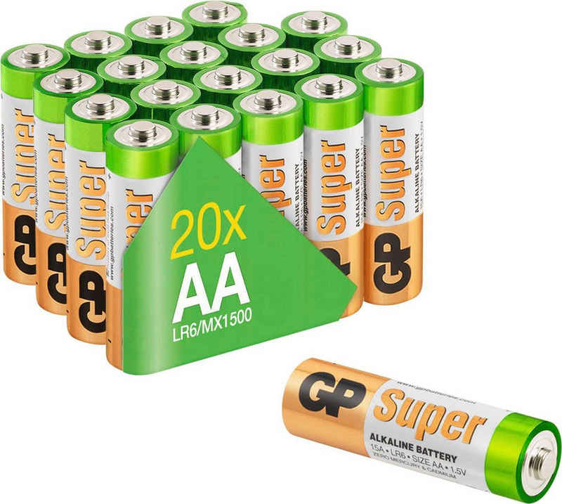 GP Batteries »20er Pack Super Alkaline AA« Batterie, LR6 (1,5 V, 20 St)