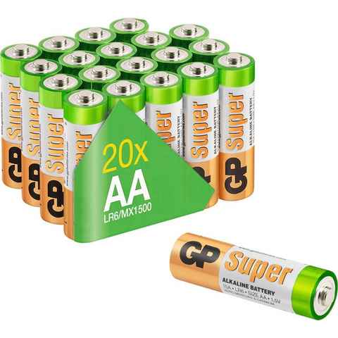 GP Batteries 20er Pack Super Alkaline AA Batterie, LR6 (1,5 V, 20 St)