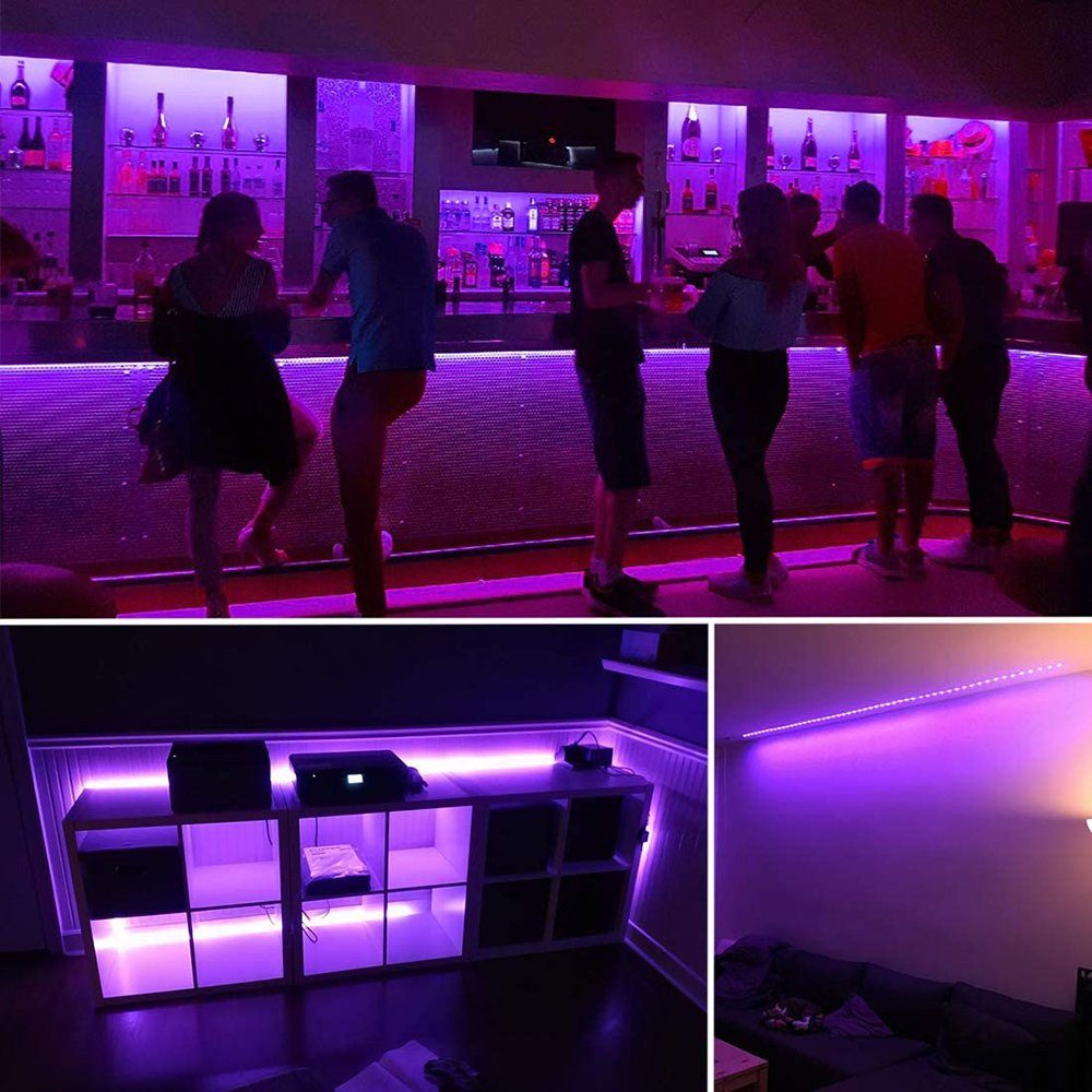 Bar Deko Party 5M/12M,Flexible, LED-UV-Schwarzlicht-Streifen, Rosnek Club LED-Streifen