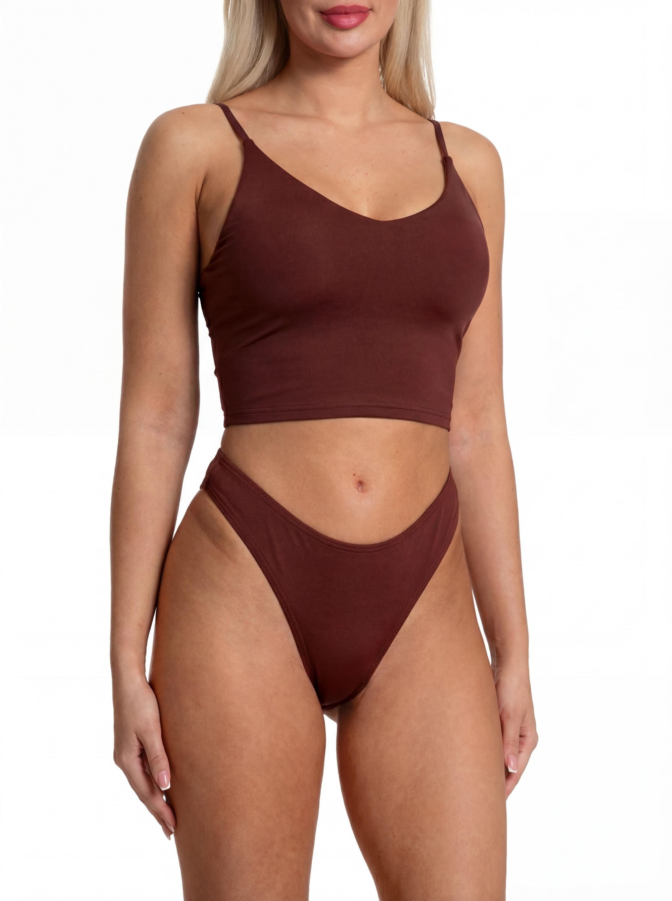 Aquarti Bikini-Hose Tanga Thong Bottom Hohe Taille
