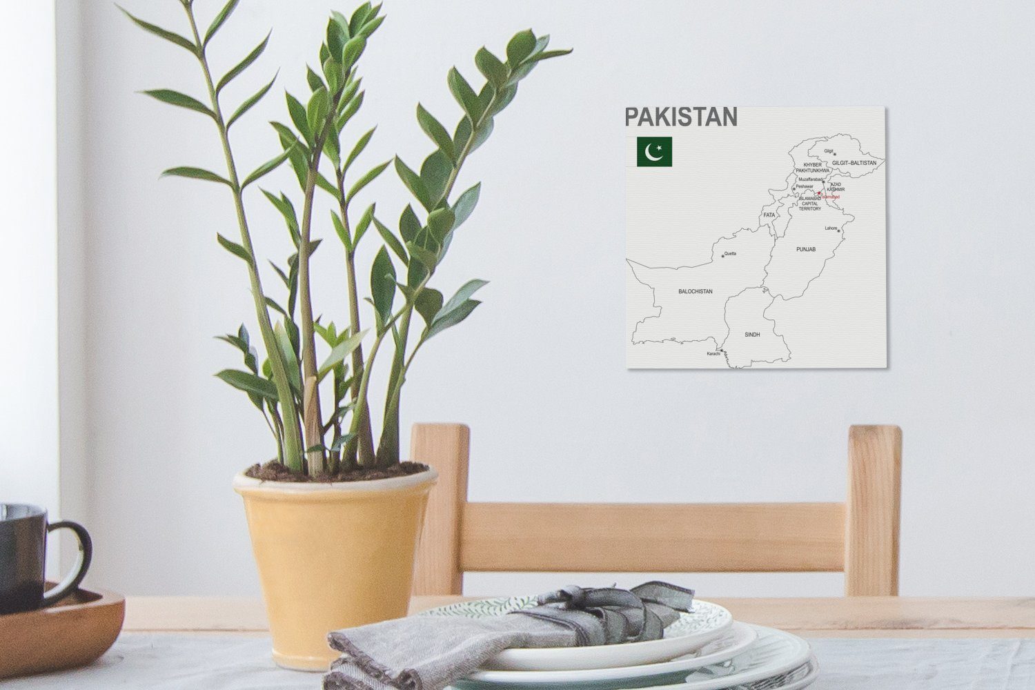 OneMillionCanvasses® Leinwandbild Provinzen, Illustration Leinwand Bilder St), von Schlafzimmer für (1 Wohnzimmer und Pakistan seinen