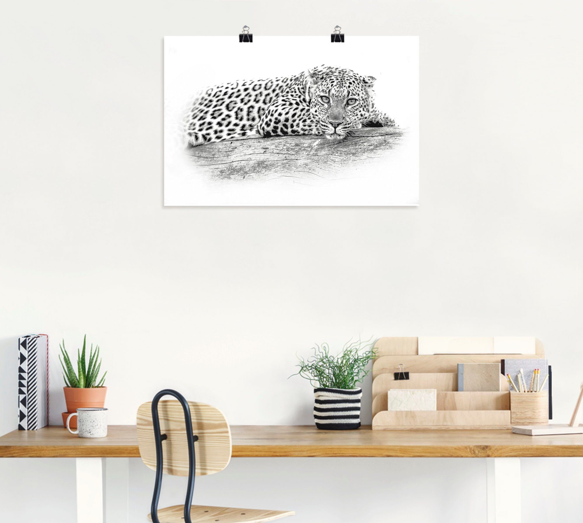 Artland Wandbild Leopard High Key Optik, Wildtiere (1 St), als Alubild,  Leinwandbild, Wandaufkleber oder Poster in versch. Größen