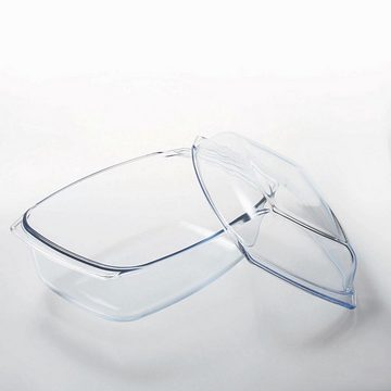 Sendez Bräter XXL Glasbräter 7,0 L mit Deckel Auflaufform Glaskochgeschirr Ofenform, Glas (2-tlg)