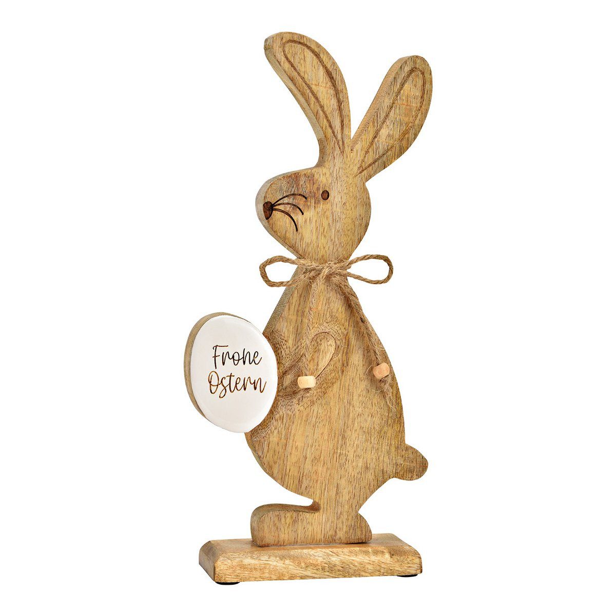 Wurm Osterhase Hase Ostern Holz Frohe Ostern Naturfarben Tischdeko 32 cm, Frohe Ostern