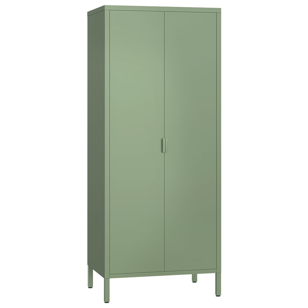 skølm Kleiderschrank Ituri aus Metall (Mintgrün) Metallschrank mit 6 Fächern & 2 Kleiderstangen, 170x80x45 cm