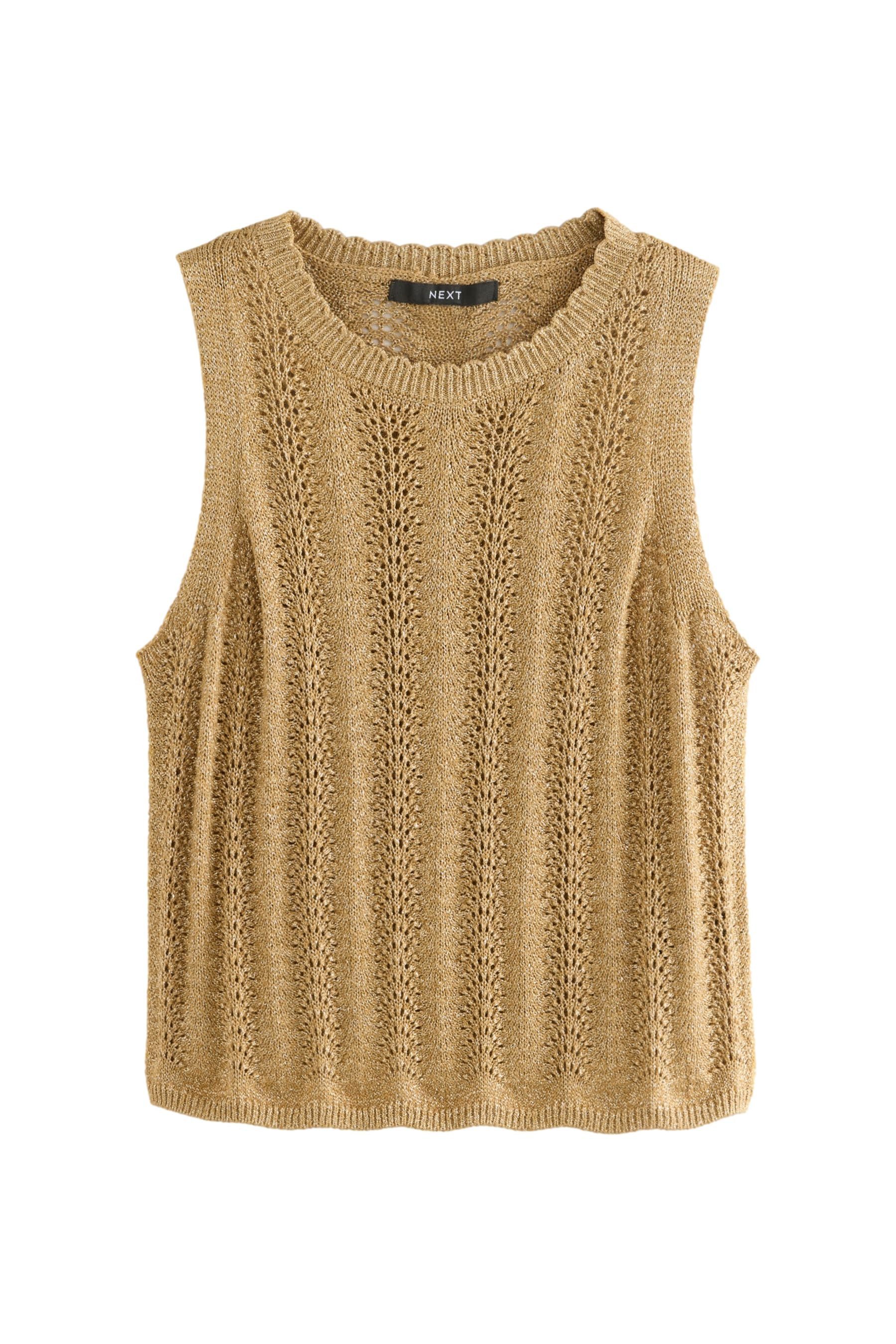 Stricktop Glitzerndes Tanktop mit Ziernähten