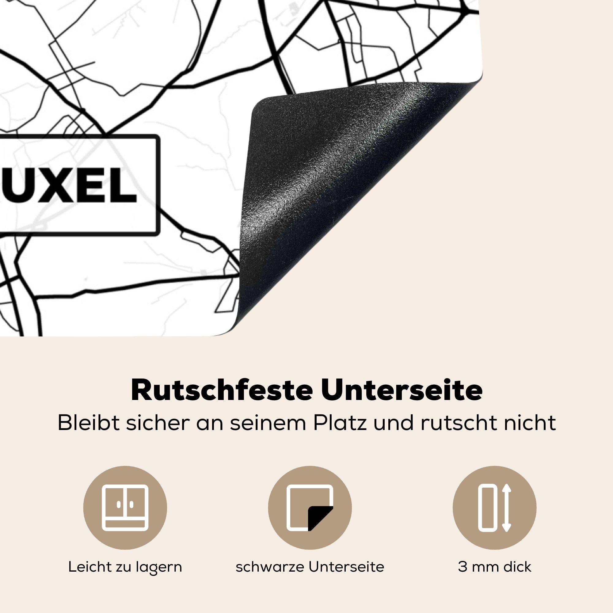 Ceranfeldabdeckung, - Castrop-Rauxel MuchoWow tlg), küche Vinyl, für Stadtplan, - Stadtplan (1 Arbeitsplatte cm, 78x78 Herdblende-/Abdeckplatte