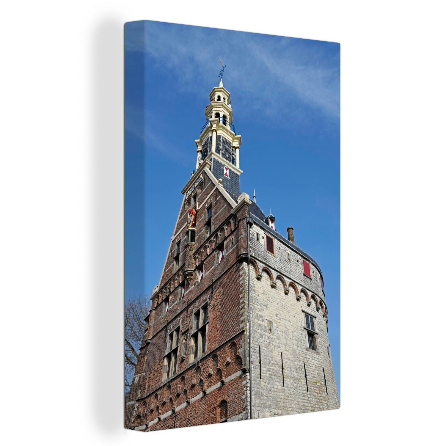 OneMillionCanvasses® Leinwandbild Der Hauptturm im Hafen von Hoorn, (1 St), Leinwandbild fertig bespannt inkl. Zackenaufhänger, Gemälde, 20x30 cm