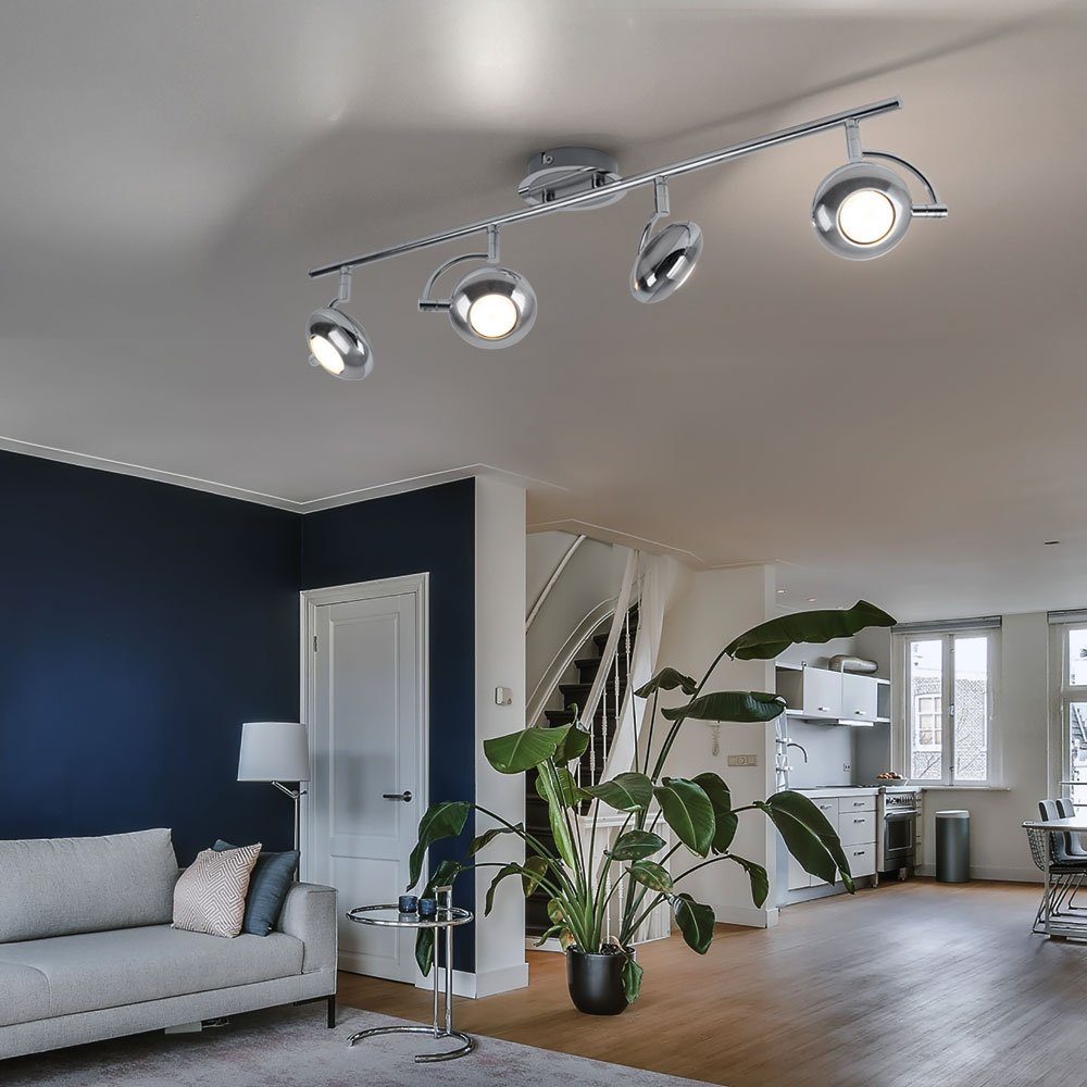 Deckenstrahler Deckenleuchte LED Spotleiste mit Warmweiß, Wohnzimmer Leuchtmittel Deckenleuchte, inklusive, LED etc-shop Chrom