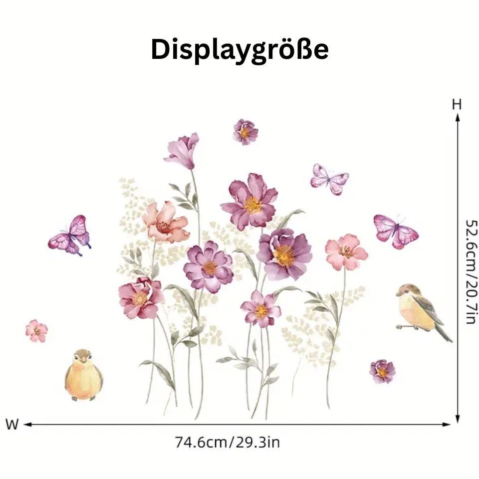 Montegoni Wandsticker Moderne Blumen Wandaufkleber mit Schmetterlingen – Se günstig online kaufen