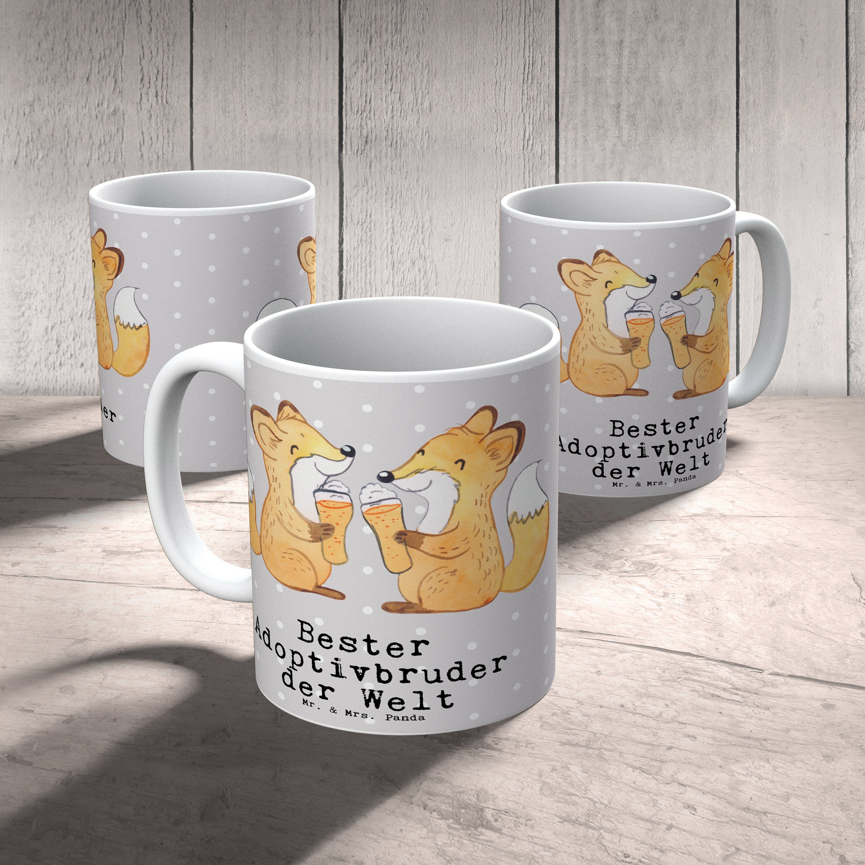 - - Keramik Fuchs für, Bester Mr. Geschenk, Panda Adoptivbruder F, Pastell der Tasse Welt & Grau Mrs.