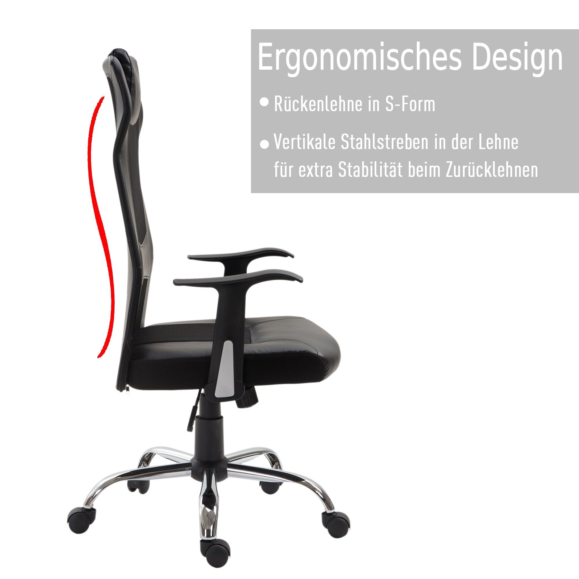 schwarz ergonomisch Schreibtischstuhl Vinsetto Bürostuhl