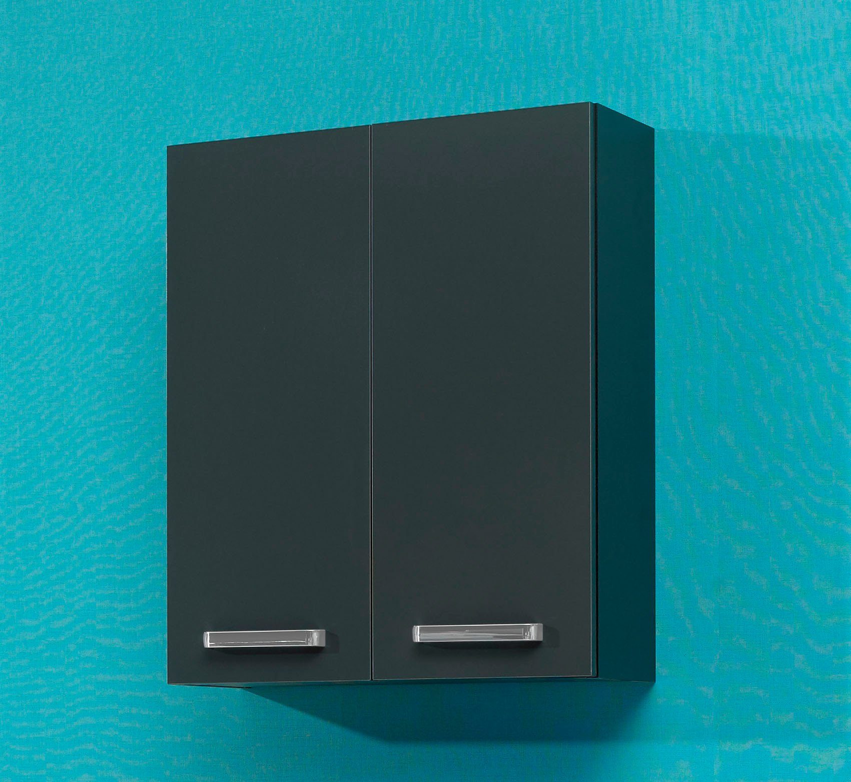 Saphir Hängeschrank Quickset Wand-Badschrank 60 cm breit mit 2 Türen und 2 Einlegeböden Badezimmer-Hängeschrank inkl. Türdämpfer, Griffe in Chrom Glanz – Bild 2 von 5