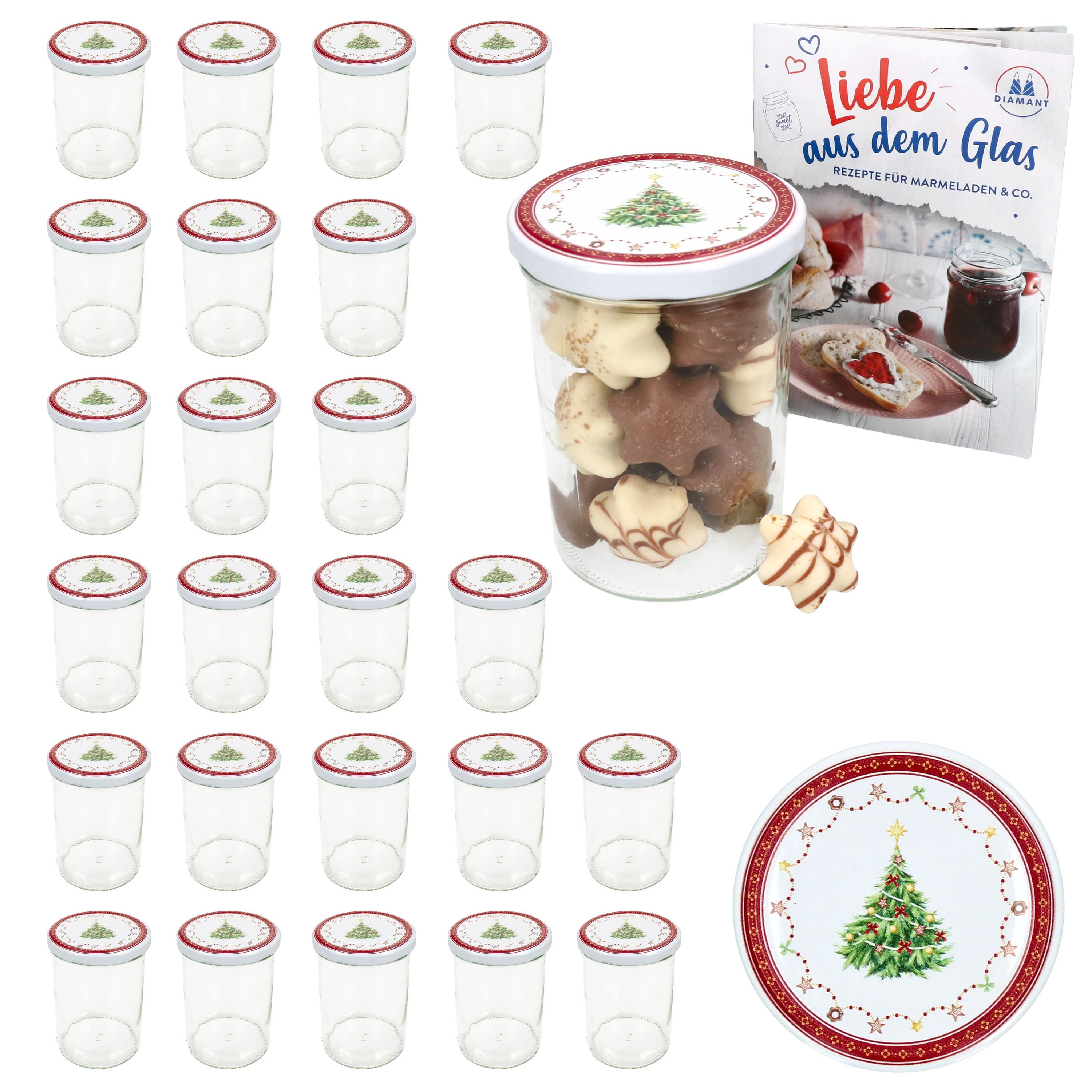 MamboCat Einmachglas 25er Set Sturzglas 435ml Einmachglas + TO-Deckel 82 Weihnachtstraum, Glas