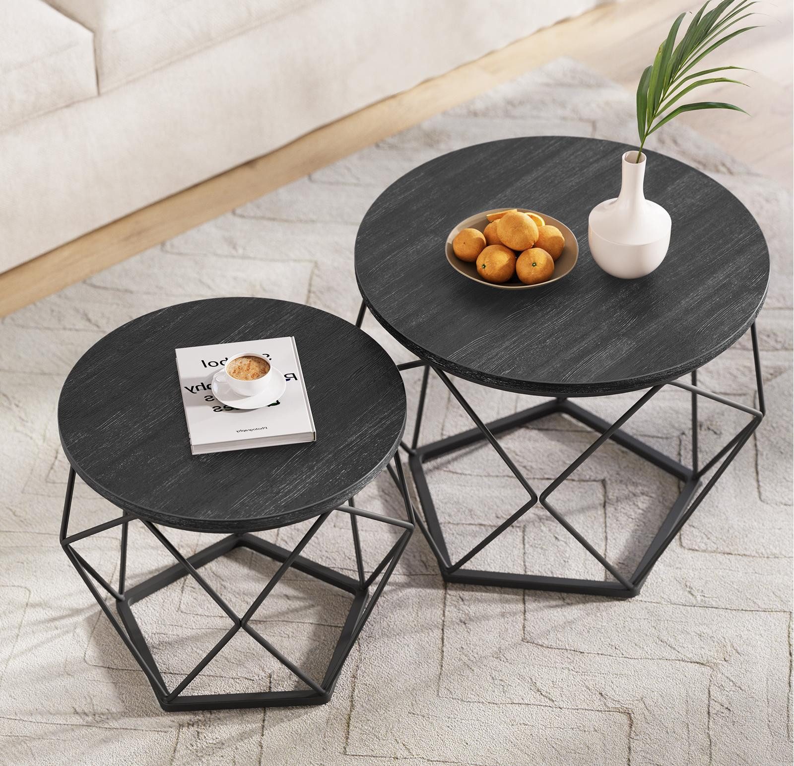 VASAGLE Couchtisch (2er Set), Beistelltisch, abnehmbare Tischplatte, Ø50x40 günstig online kaufen