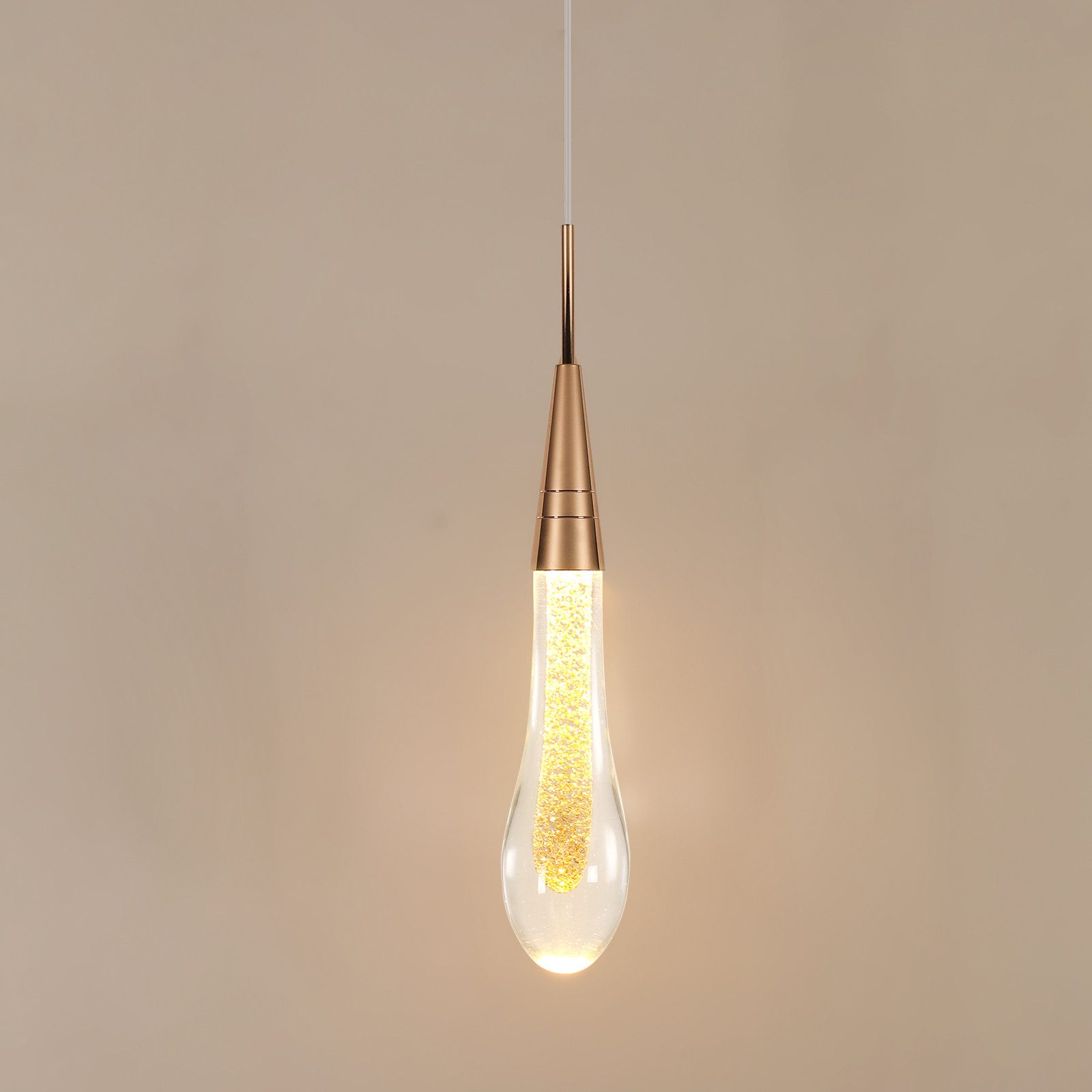 Goeco LED Kronleuchter Wassertropfen-Kronleuchter, goldene Glaslampe, günstig online kaufen