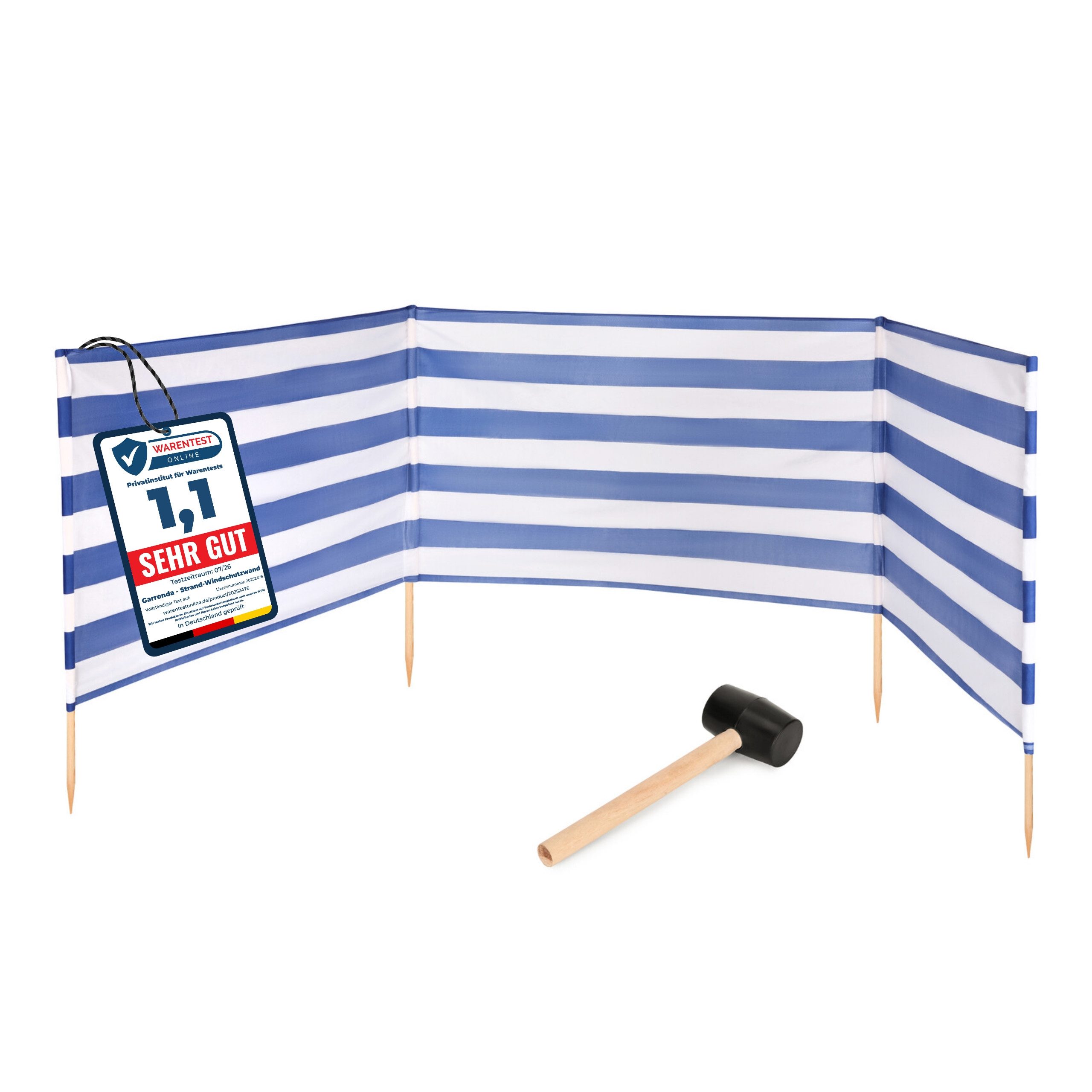 Garronda Windschutz Strand Sichtschutz 4m lang mit Gummihammer Garten Meer GAEX001