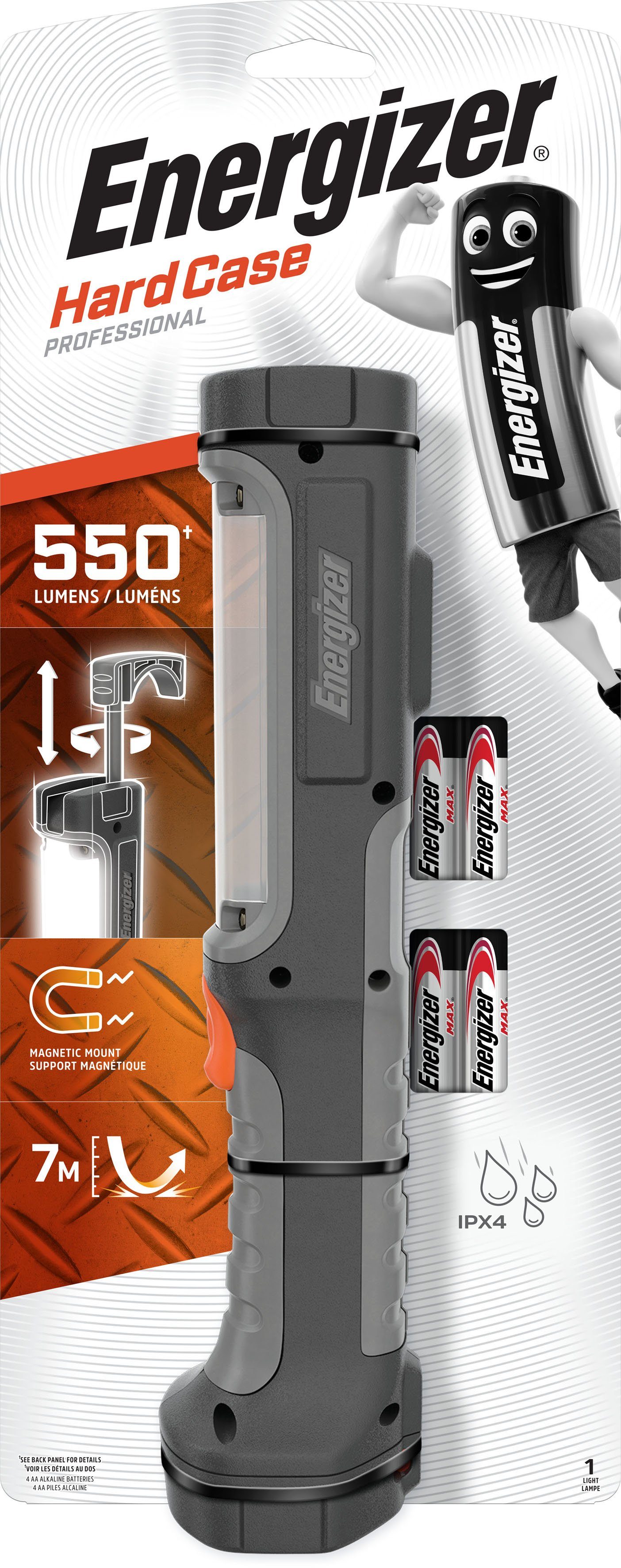 Energizer LED Taschenlampe Hardcase Pro (Packung, AA 5-St) Batterien 4 inkl. Worklight