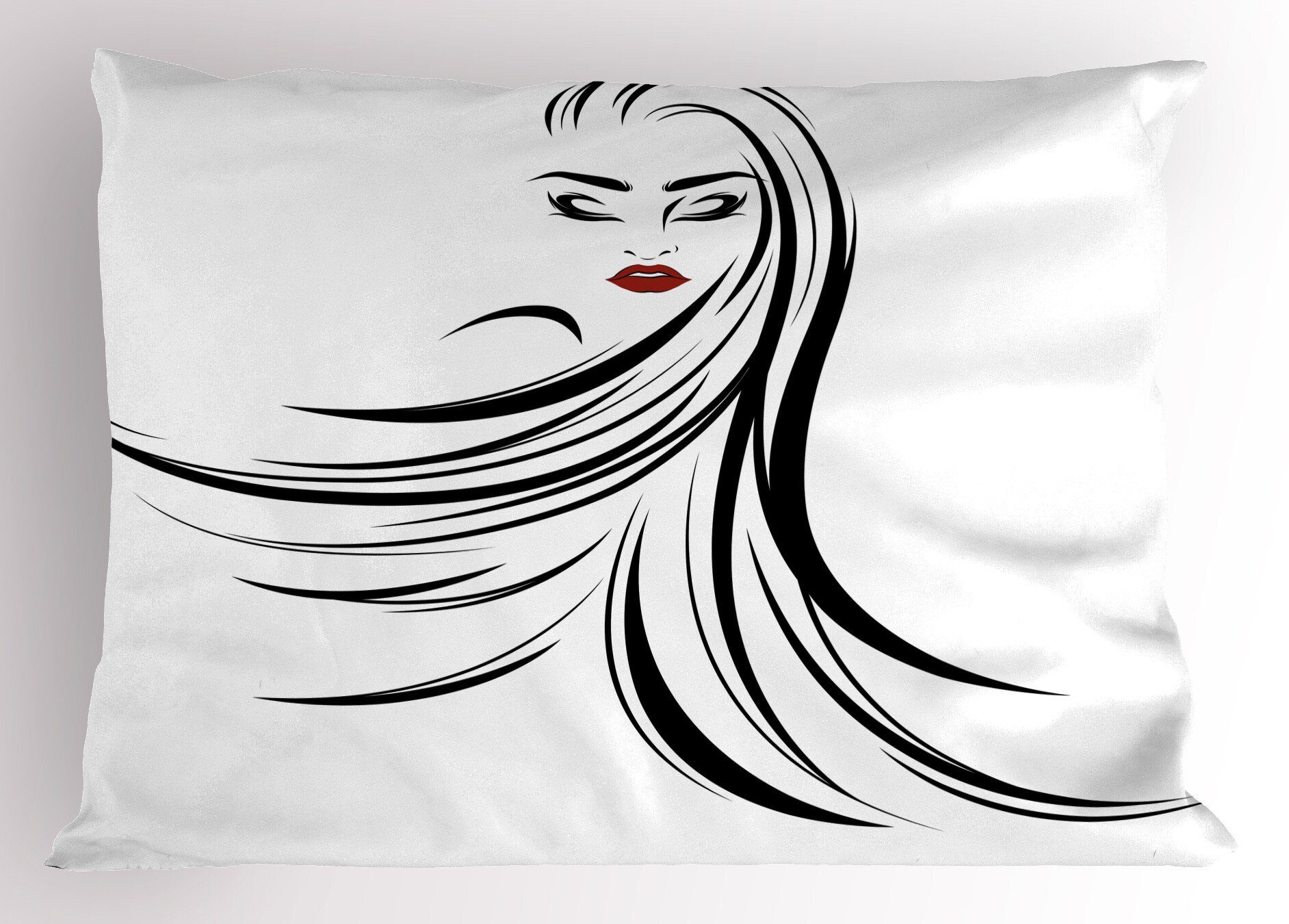 Kissenbezüge Dekorativer Standard King Size Gedruckter Kissenbezug, Abakuhaus (1 Stück), abstrakte Frauen Langes, glattes Haar