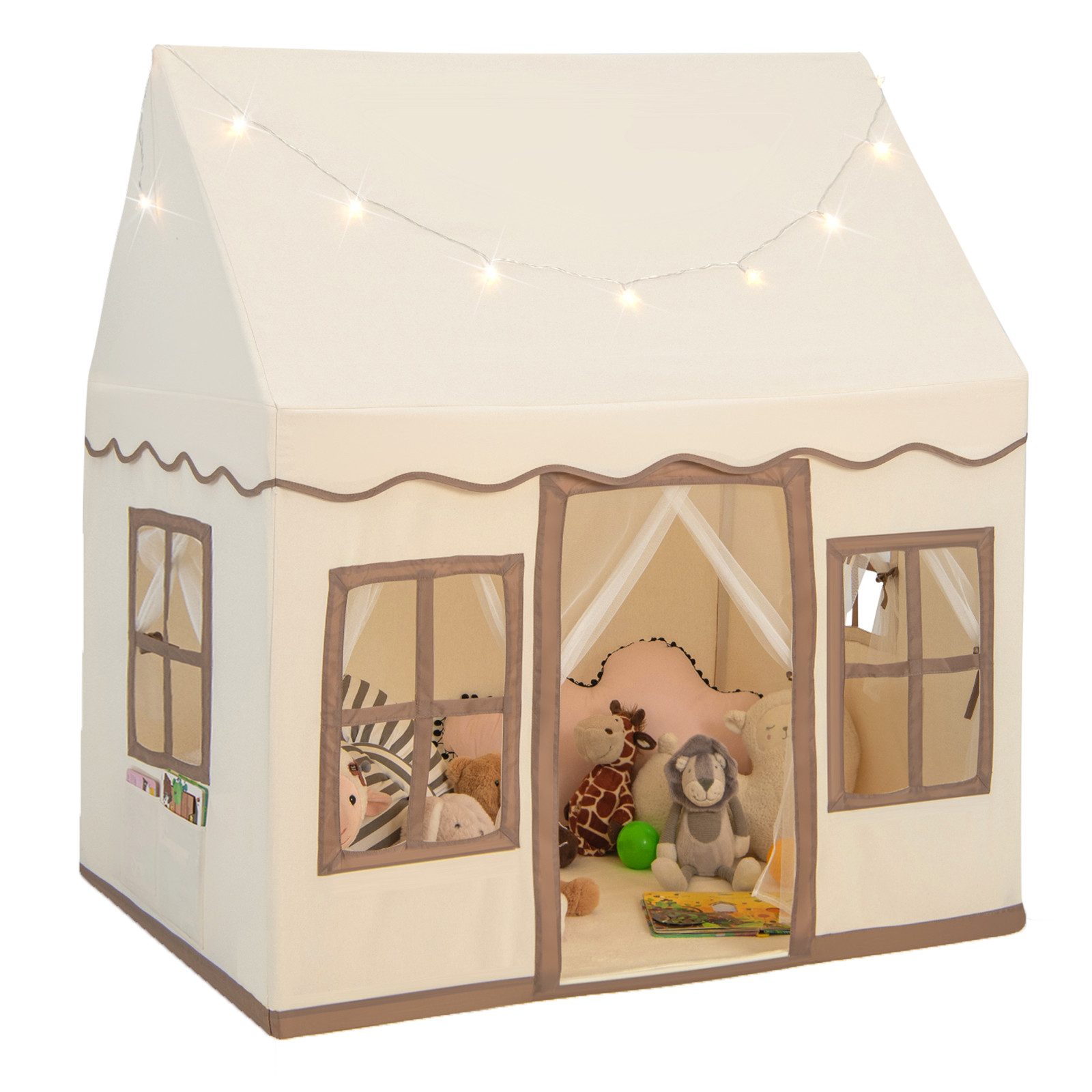 COSTWAY Spielzelt Spielhaus, Tipi Zelt mit Sternenlichtern & Taschen günstig online kaufen