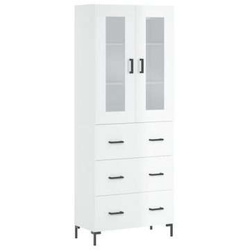 vidaXL Kleiderschrank Highboard Hochglanz-Weiß 69,5x34x180 cm Holzwerkstoff Glas Vitrine