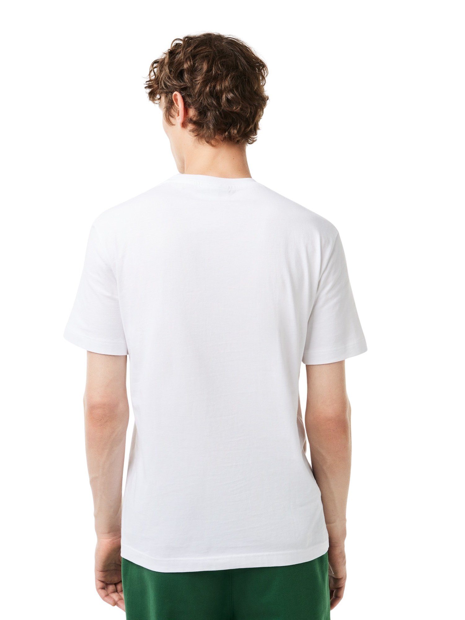 mit Rundhalsausschnitt Kurzarmshirt schwarz T-Shirt Lacoste (1-tlg) T-Shirt und
