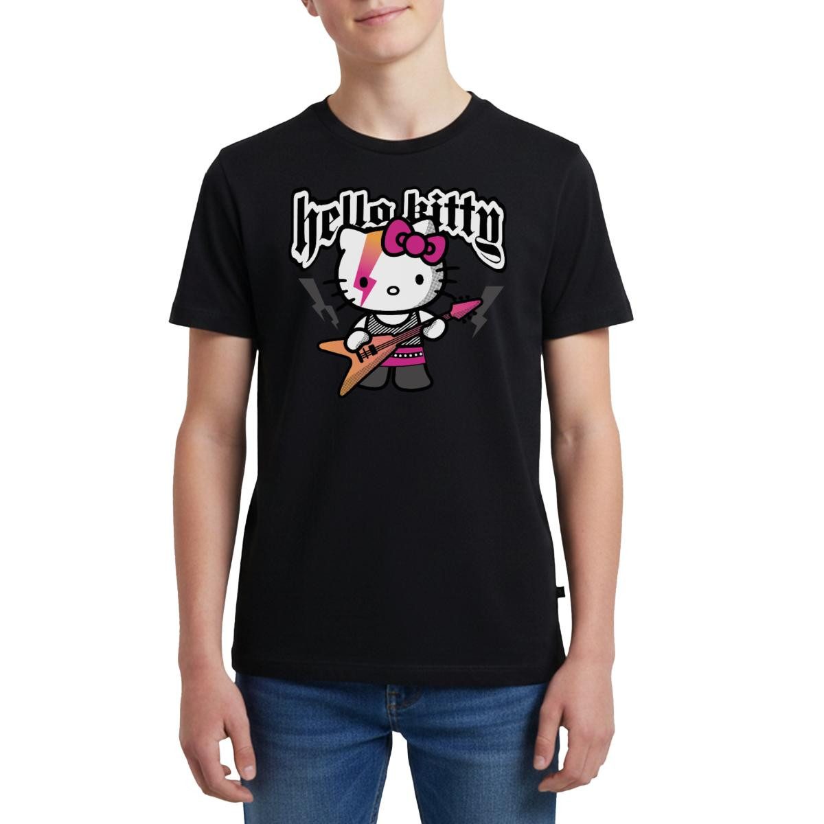 T-Shirt Hello Kitty E-Gitarre Rock Style Teenager Premium T-Shirt