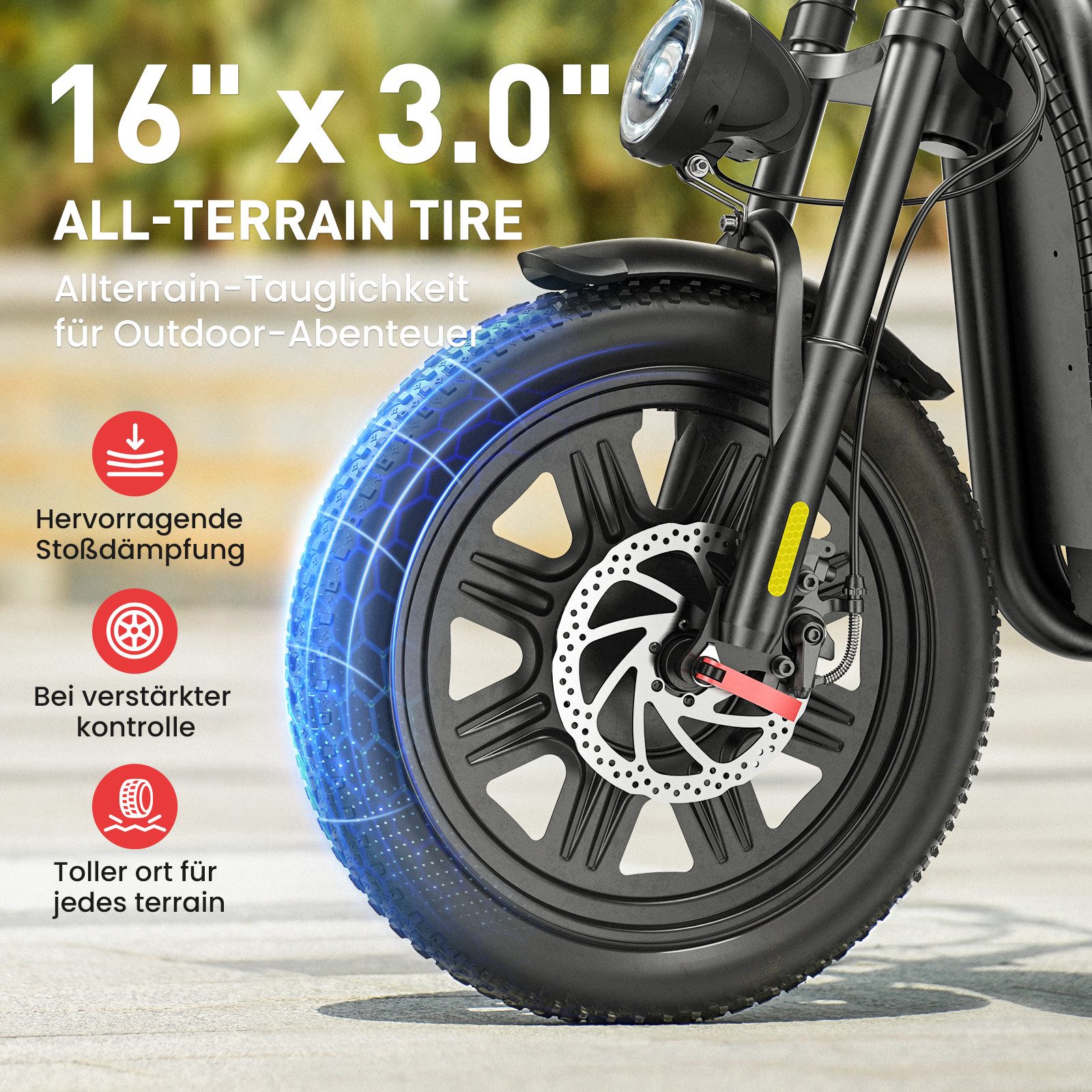 iscooter E-Scooter E Scooter mit Straßenzulassung,16 × 3.0 Zoll Fat Tire E Roller, 100Km Max Reichweite,mit Klapprad Korb und Lenker mit App