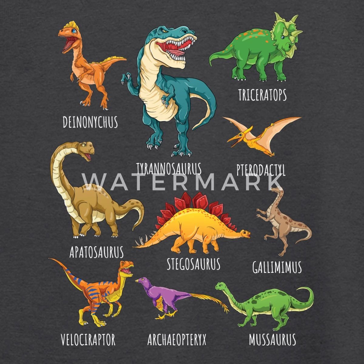 Spreadshirt T-Shirt Dinosaurier Arten Übersicht Dino T-Rex Comic Teenager T-Shirt (1-tlg)