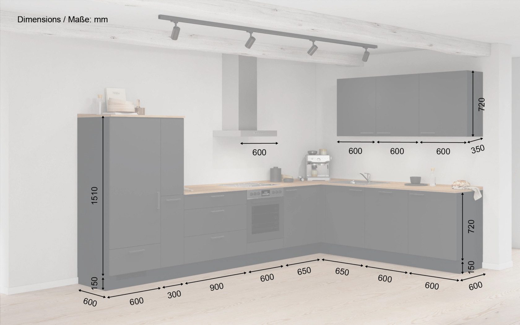 nobilia® Winkelküche Ylva, individuell anpassbar, gratis Küchenplanung mit Profis, (Breite 613.2 cm), vormontiert, wahlw. mit E-Geräten, inkl. Lieferung