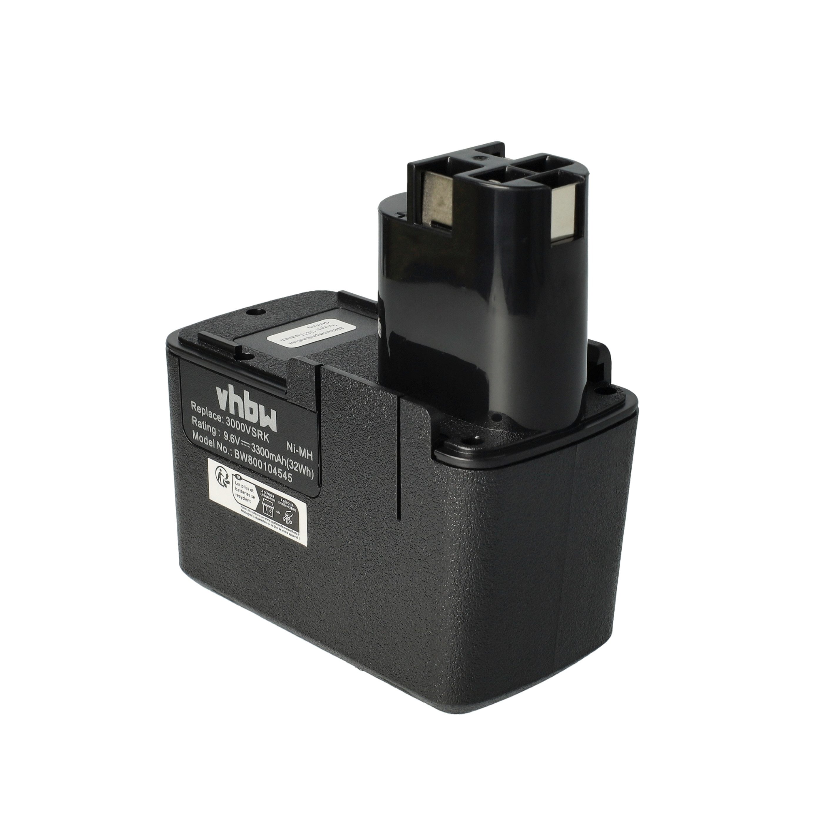 vhbw Akku passend für Bosch GSR 9.6 VES-2, GSR 9.6VE2, GSR 9.6 Old Version, Akku Akku NiMH 3300 mAh (9,6 V, 1 St), Leistungsfähiger Austausch-Akku für Werkzeug Powertools wie