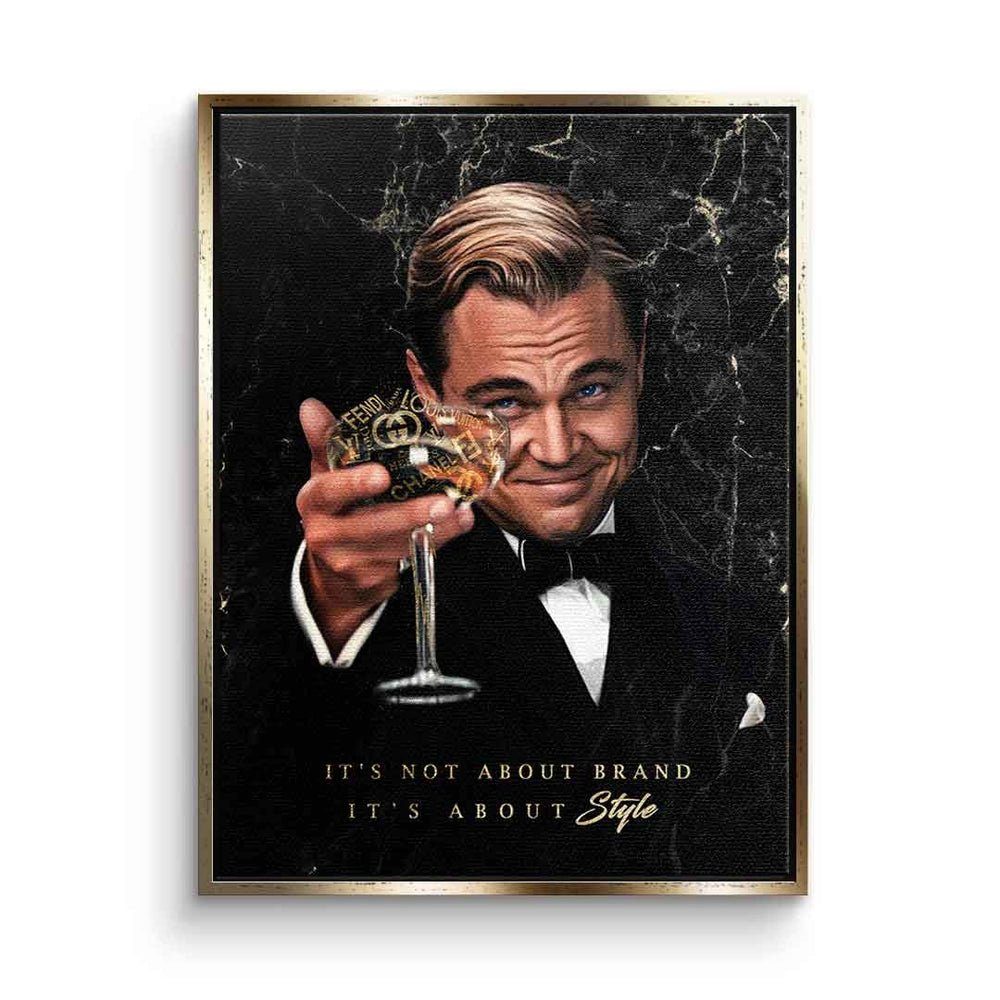 DOTCOMCANVAS® Leinwandbild, Leinwandbild Der große Gatsby Leonardo DiCaprio Wolf of Wall Street Ch goldener Rahmen